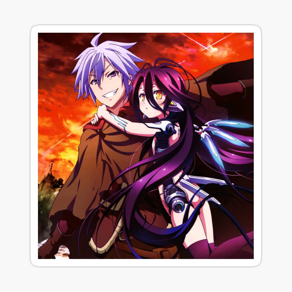 Riku care o cară pe Shuvi în No Game No Life Fundal