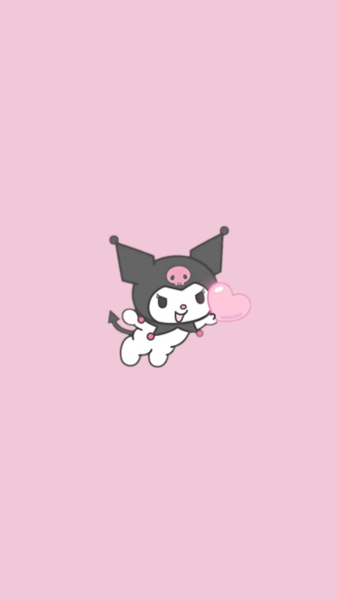 Rivala lui My Melody, Kuromi, ținând o inimă Fundal