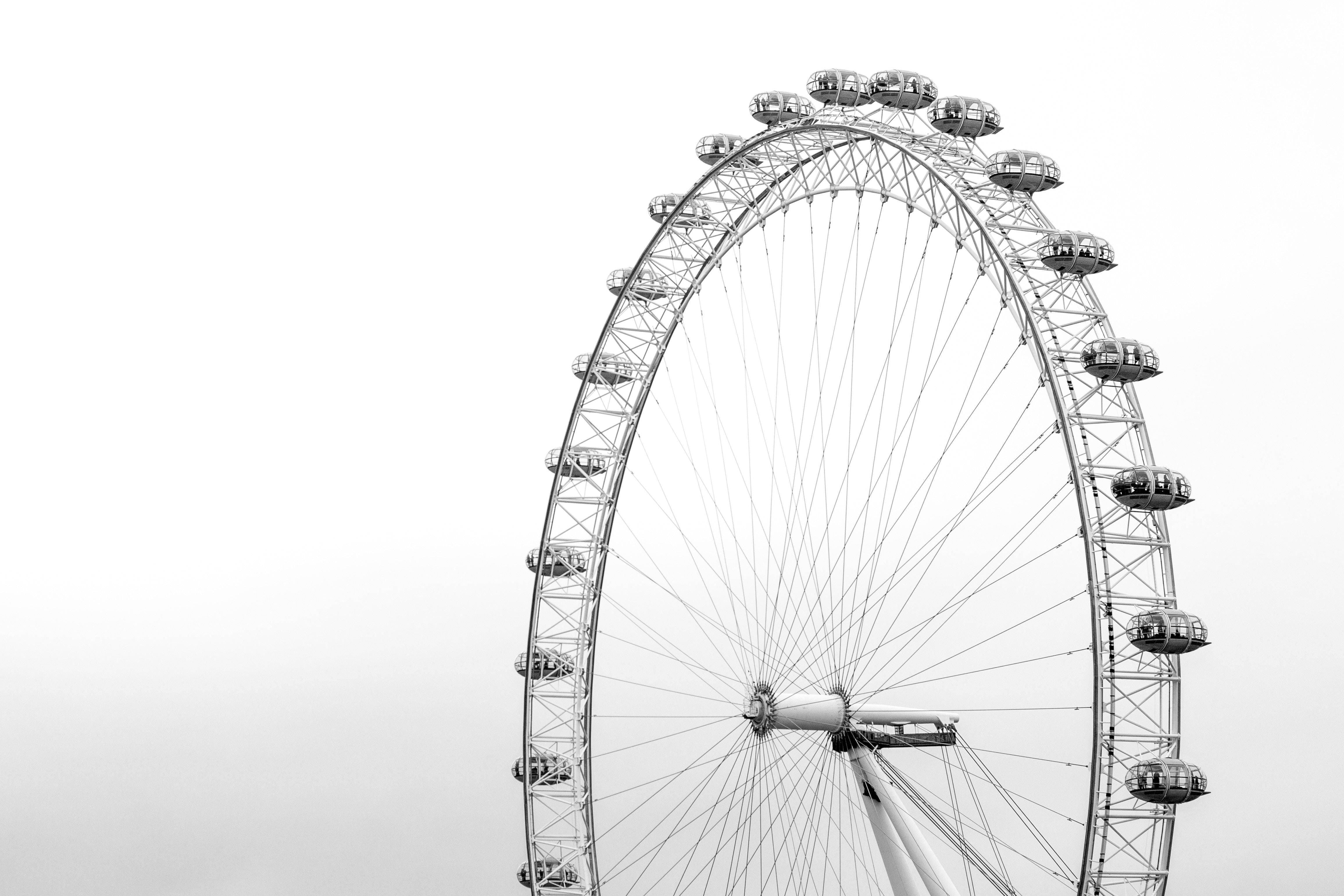 Roata London Eye în stil minimalist alb Fundal