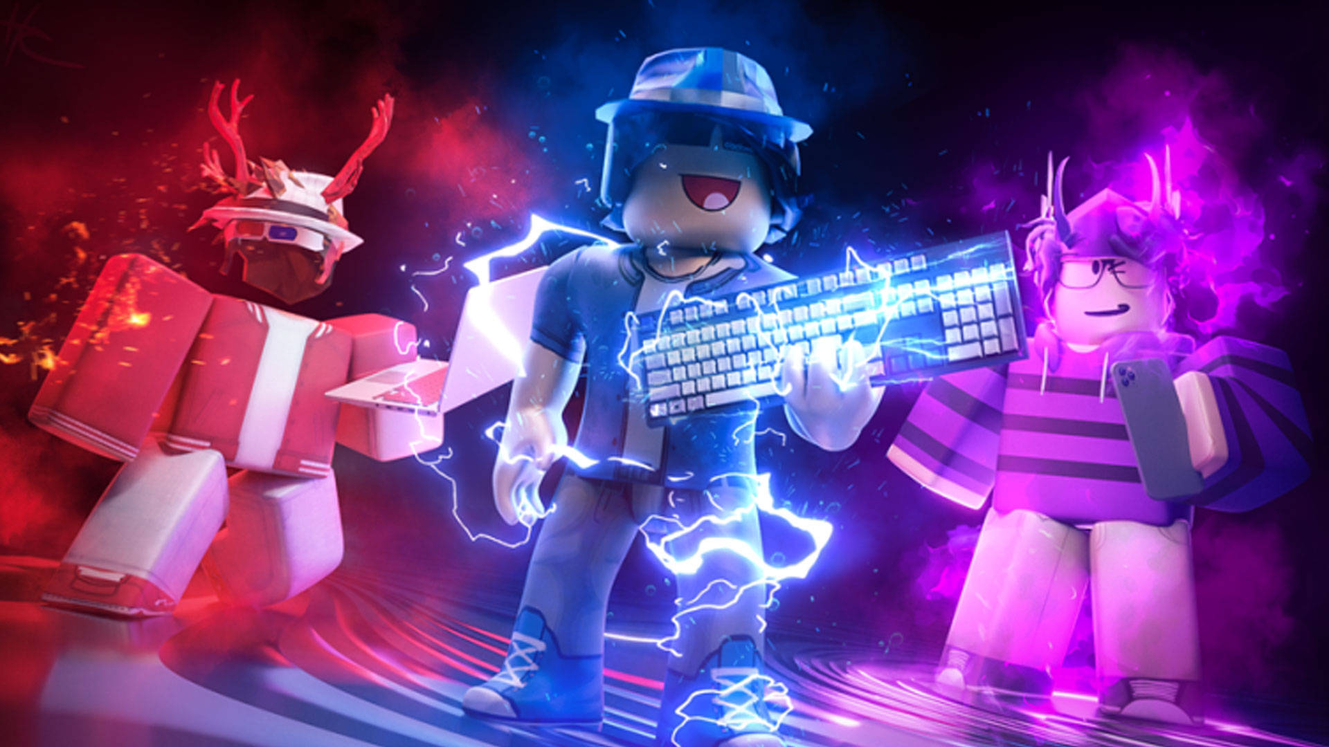 Roblox cool roșu, albastru și violet Fundal