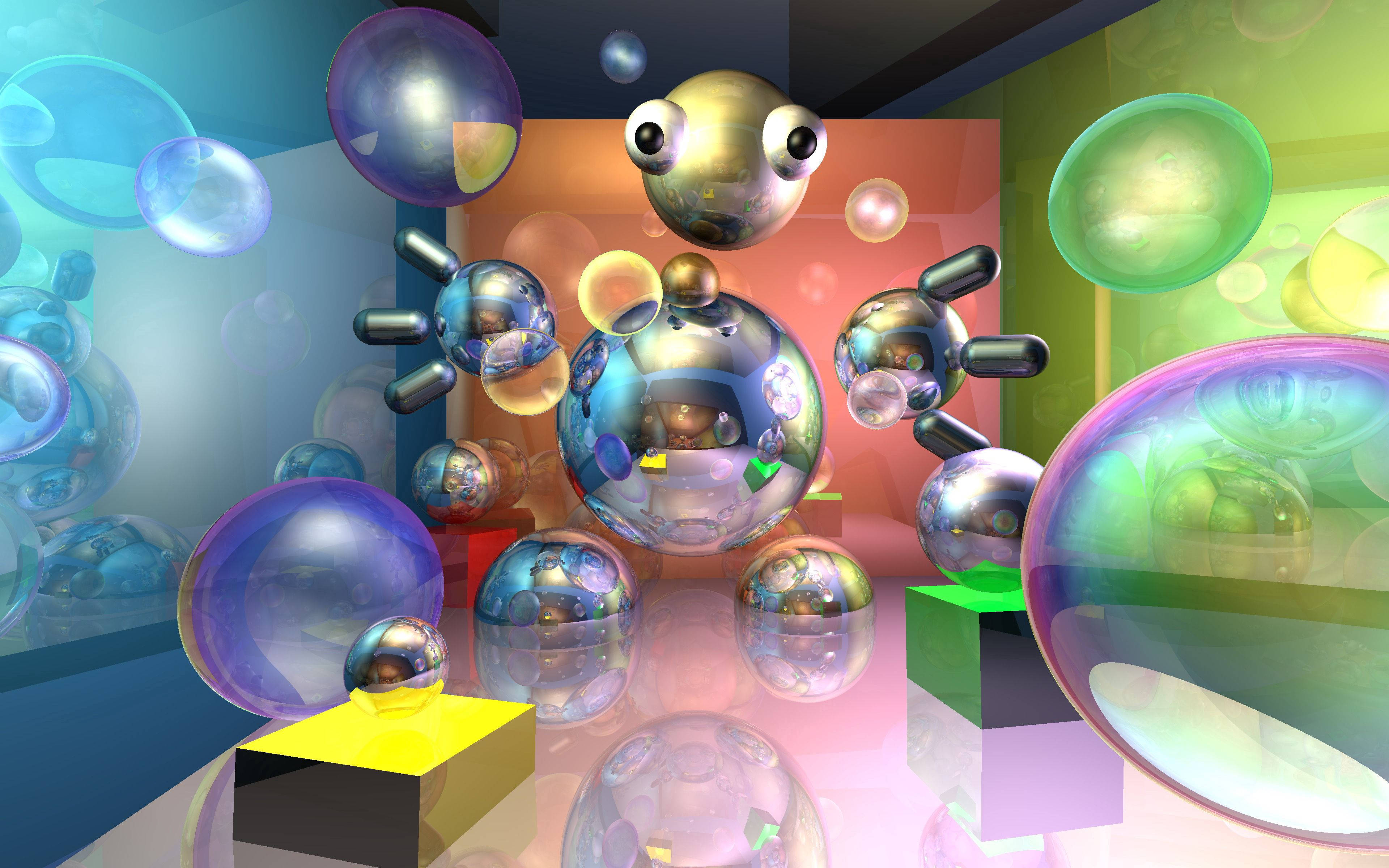 Robot explorând bule 3D Fundal