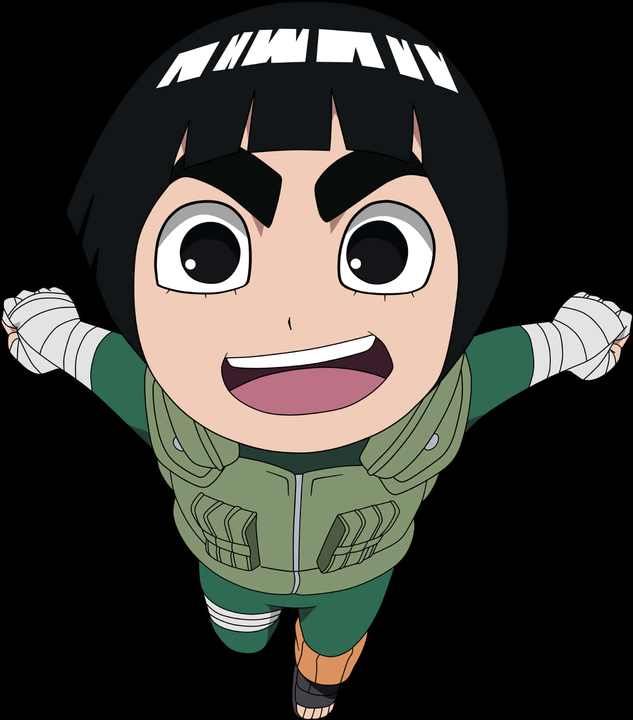 Rock Lee Personaj Anime Poză Plină de Bucurie Fundal