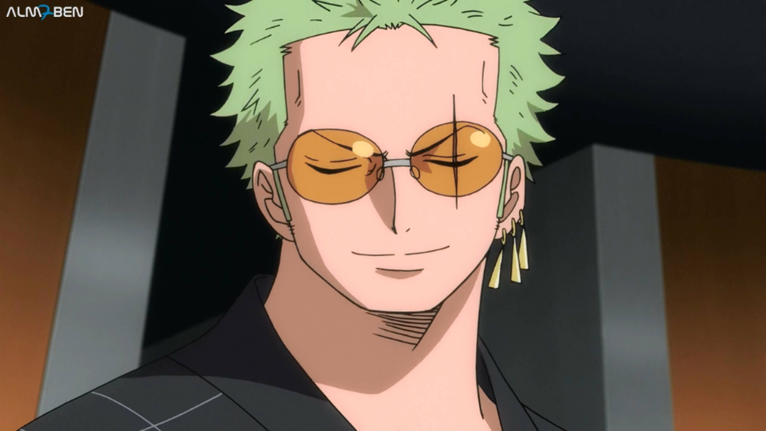 Roronoa Zoro Anime PFP cu Ochelari de Soare Fundal