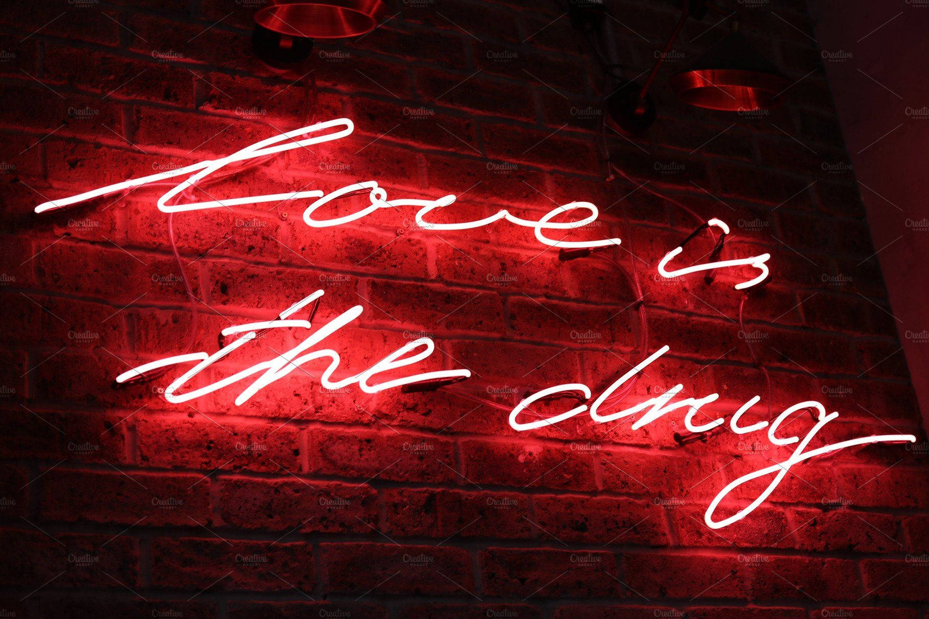 Roșu Estetic Neon Love Drug Fundal