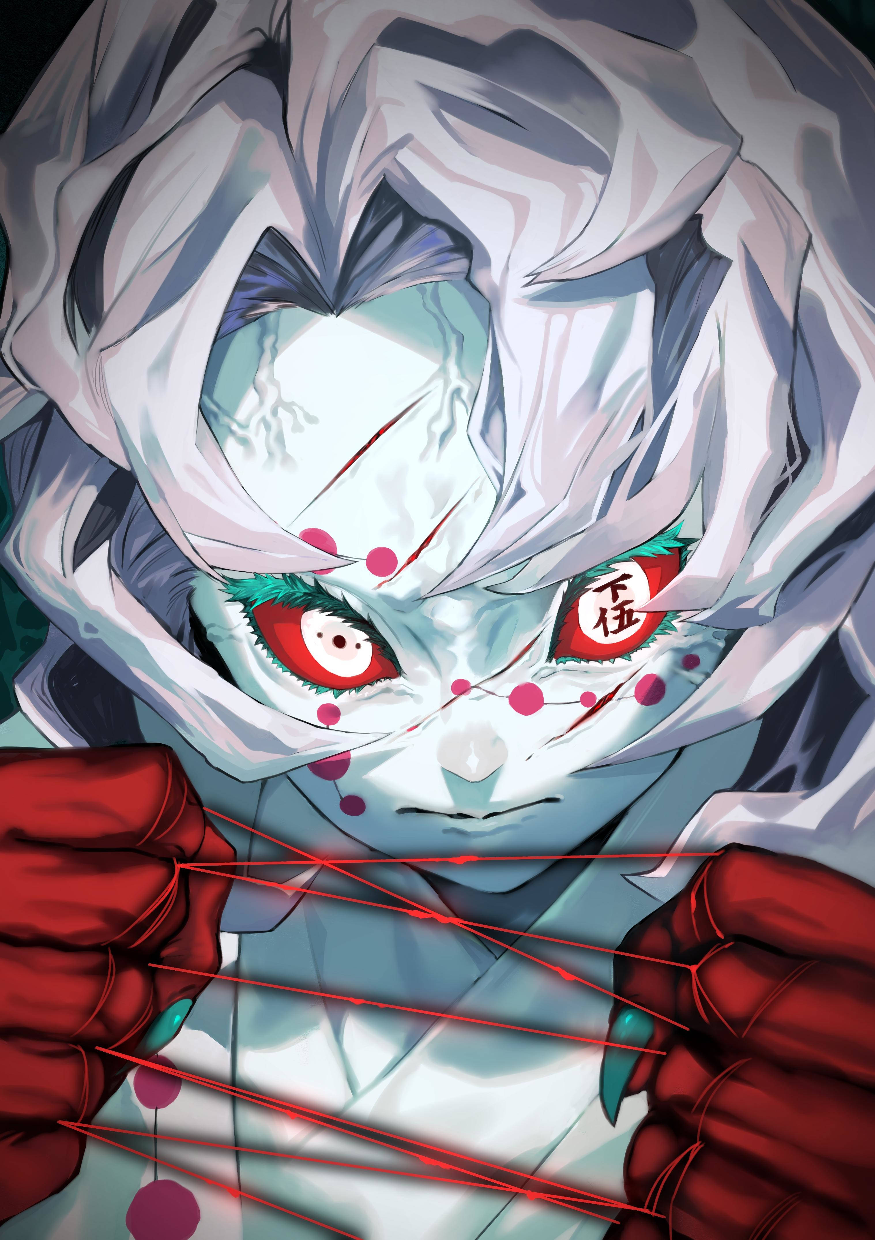 Rui cu ochii roșii Demon Slayer iPhone Fundal