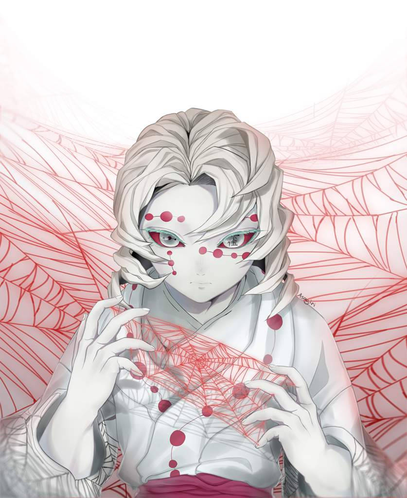 Rui Demon Slayer alb pal Fundal