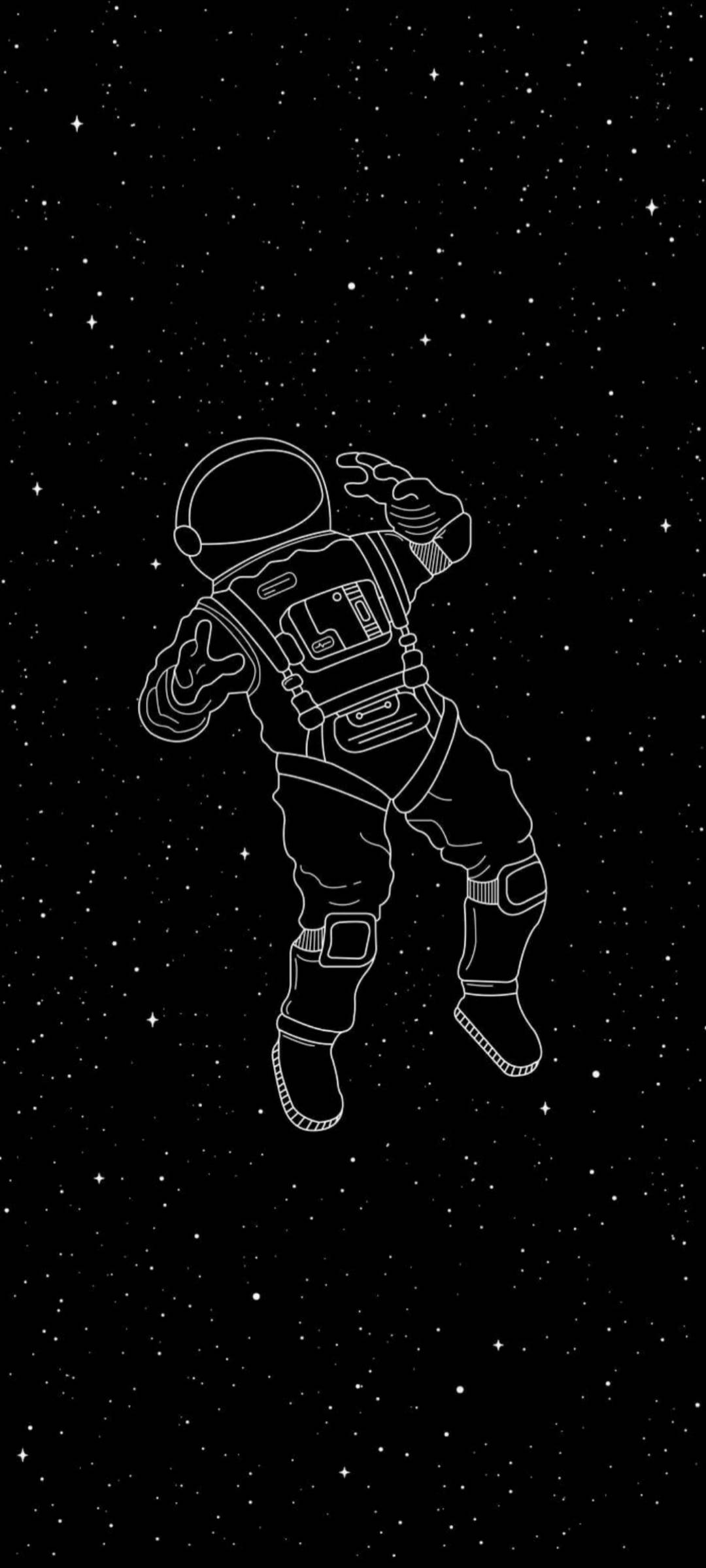 Astronaut Alb-Negru S10+ Fundal