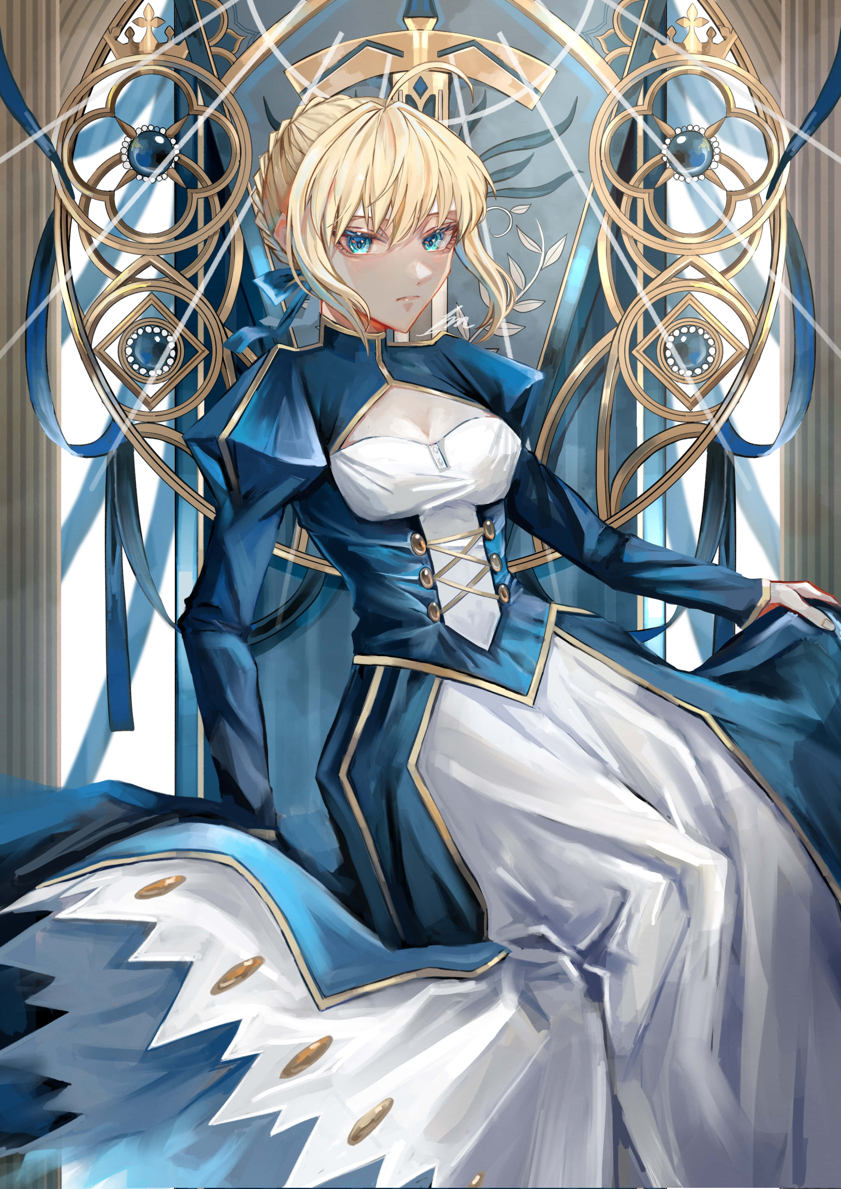 Saber Fate Stay Night pe Tronul de Oțel Fundal