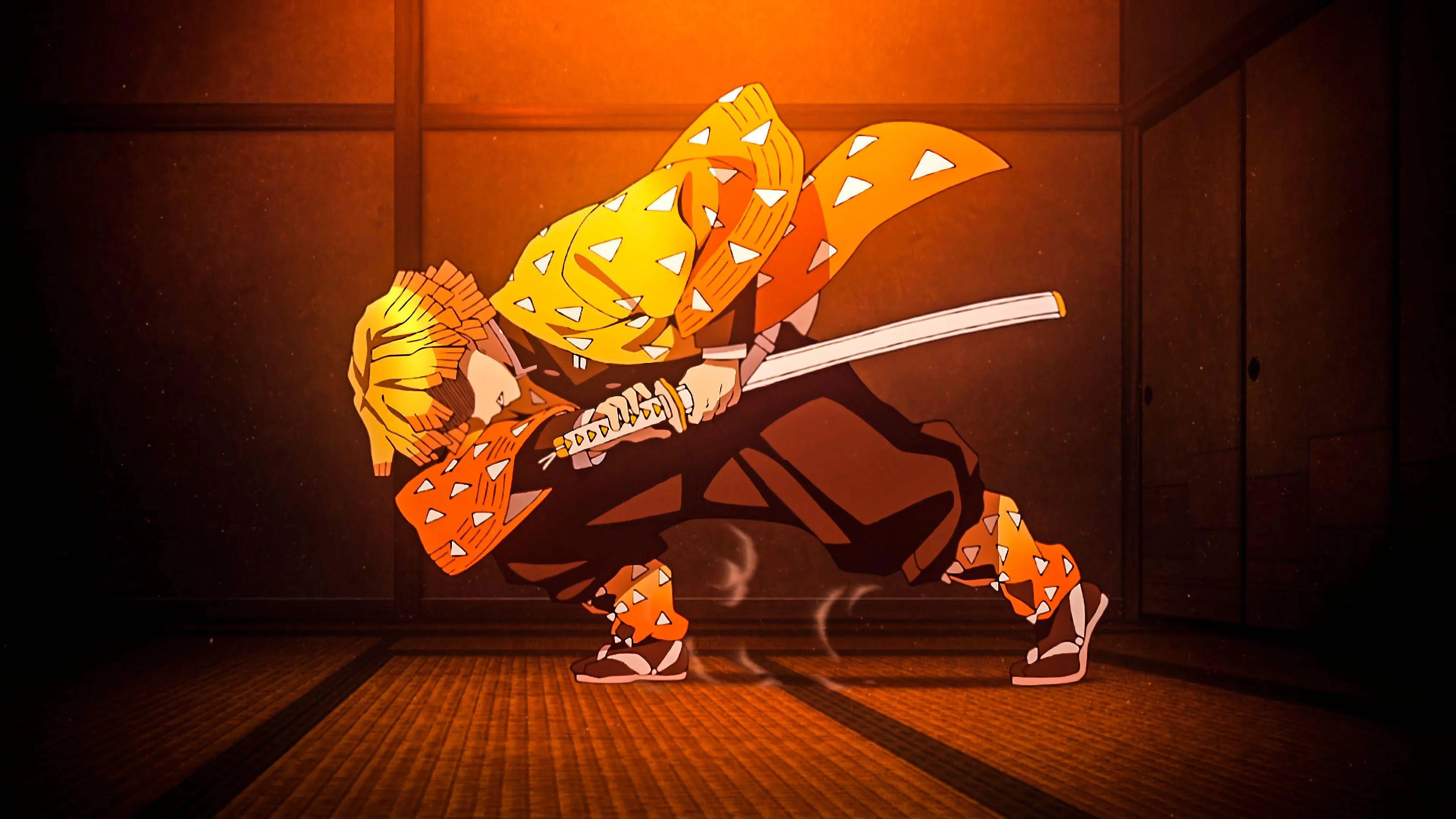 Sabia Nichirin a lui Zenitsu din Demon Slayer Fundal