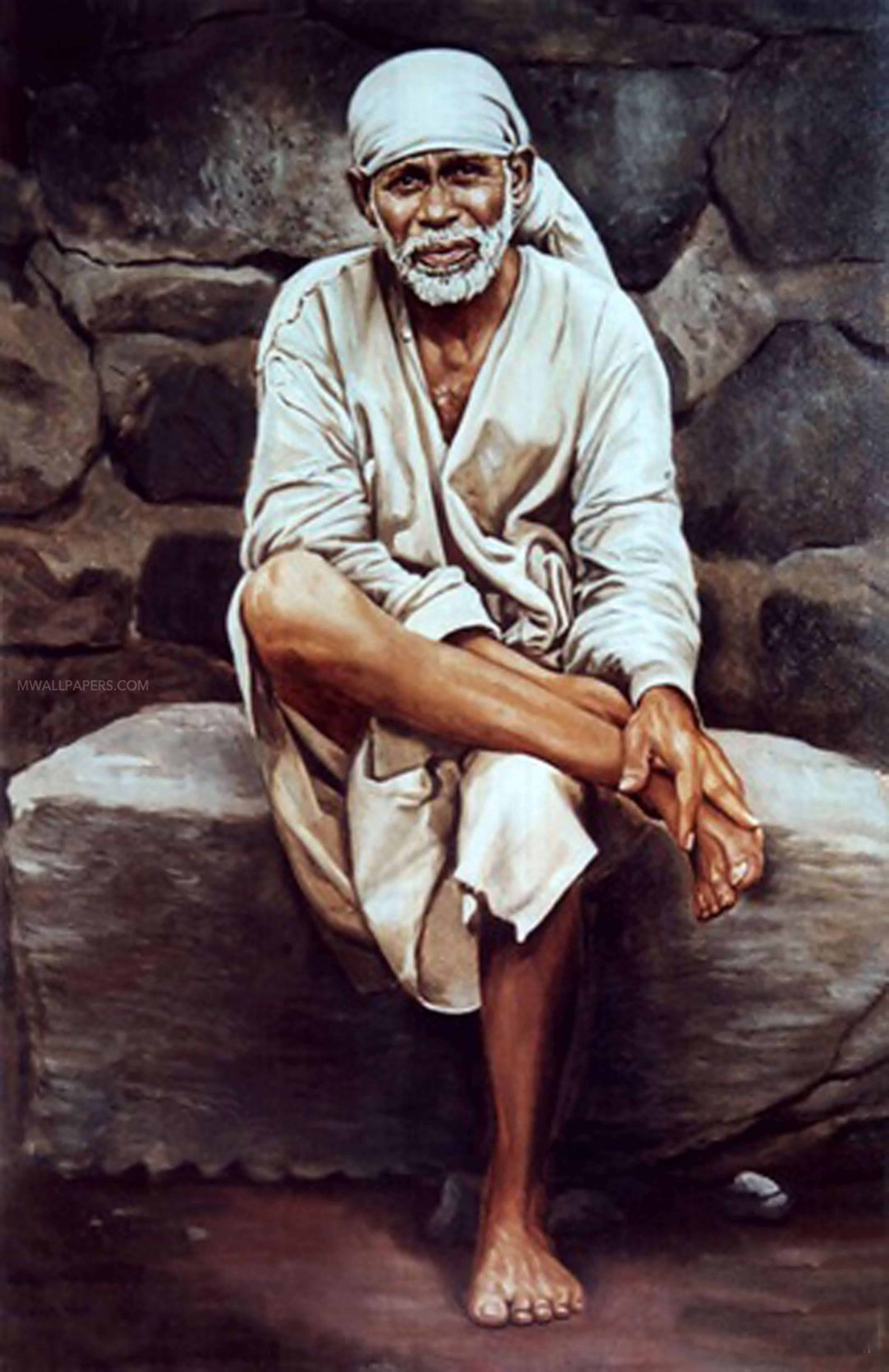 Sai Baba Restored Photo 4K Fundal