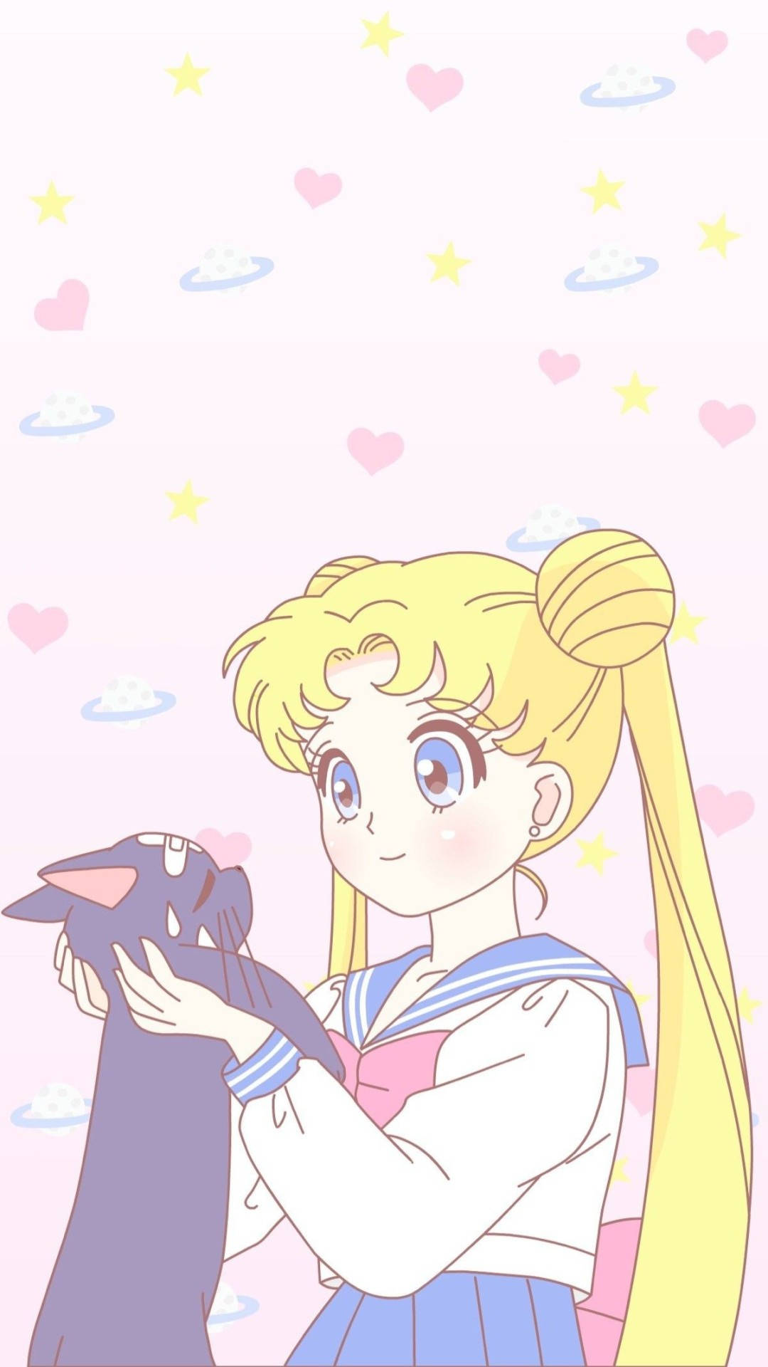 Sailor Moon Pisică Estetică Roz Anime Fundal