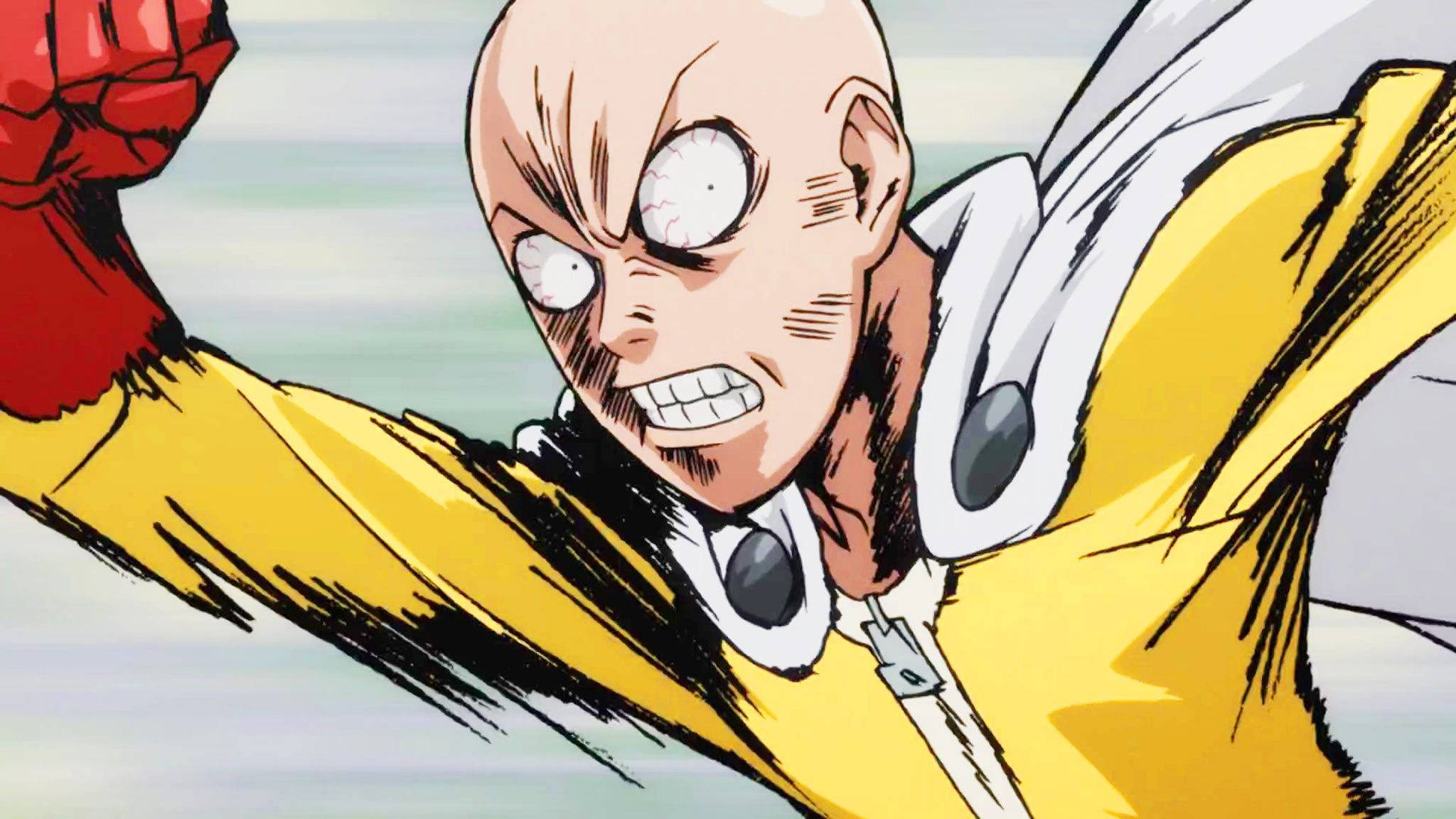 Saitama alergând repede, anime amuzant Fundal