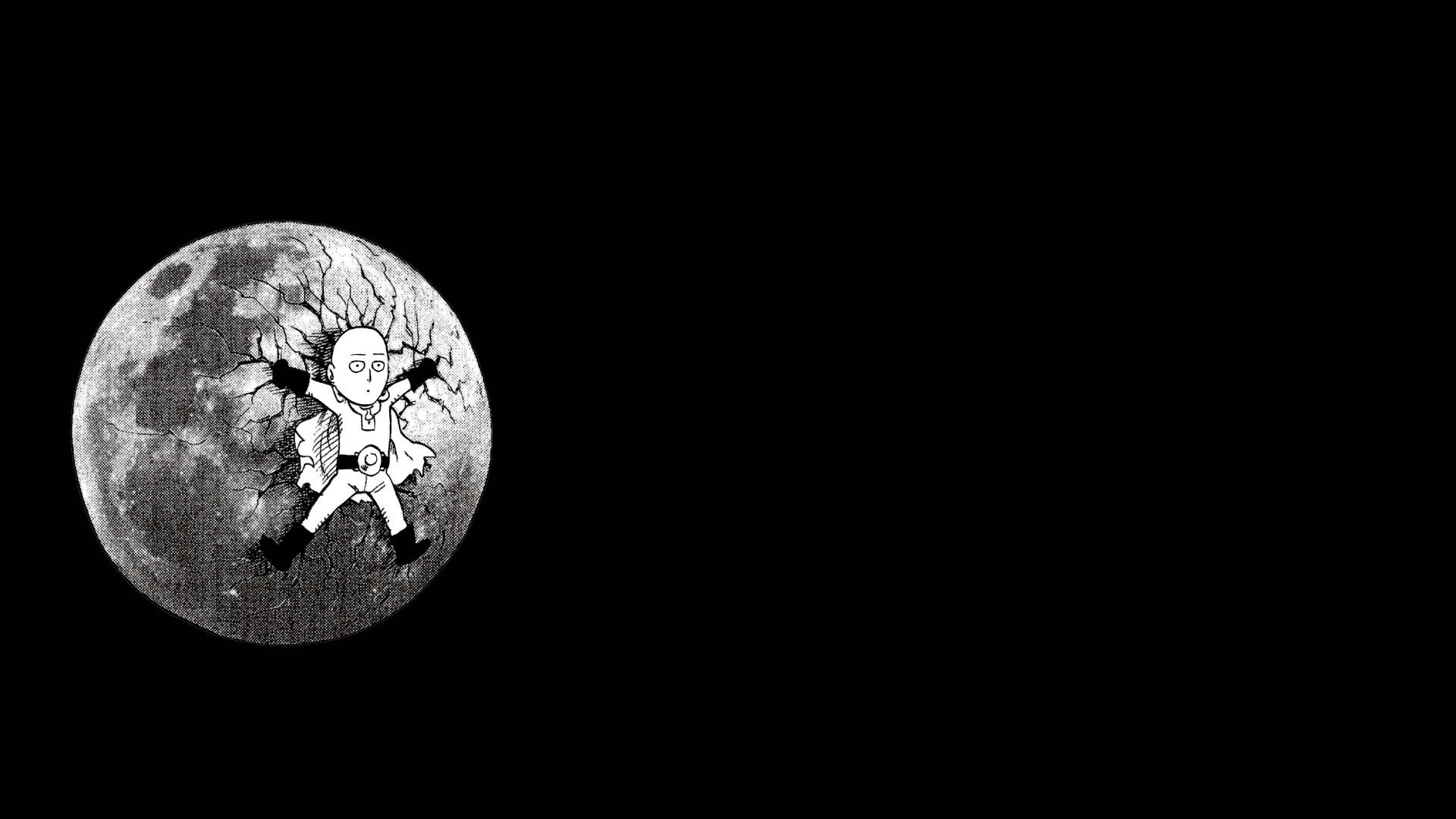 Saitama amuzant din anime protejând Pământul Fundal