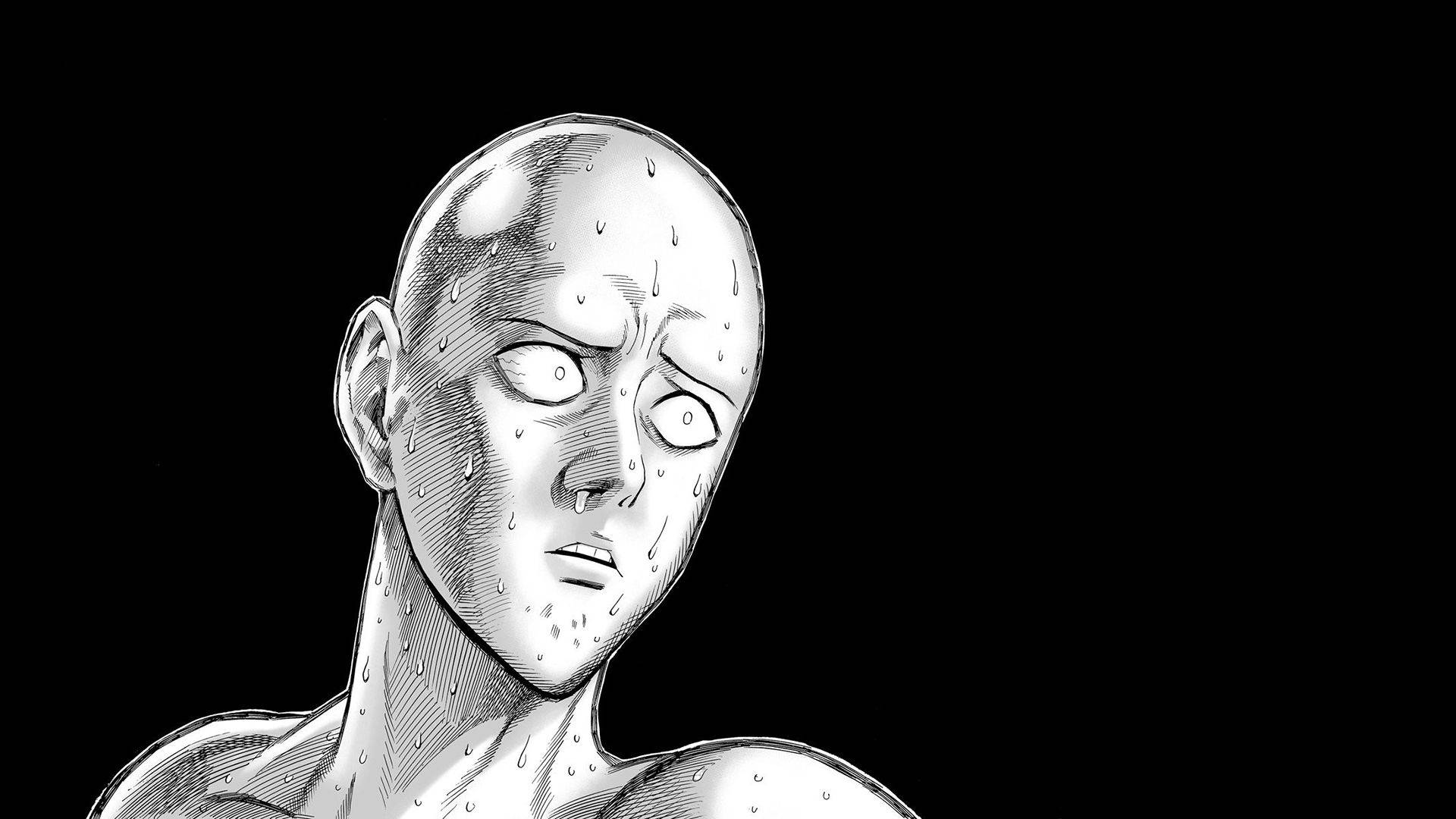 Saitama Amuzant Anime în Tonuri de Gri Fundal
