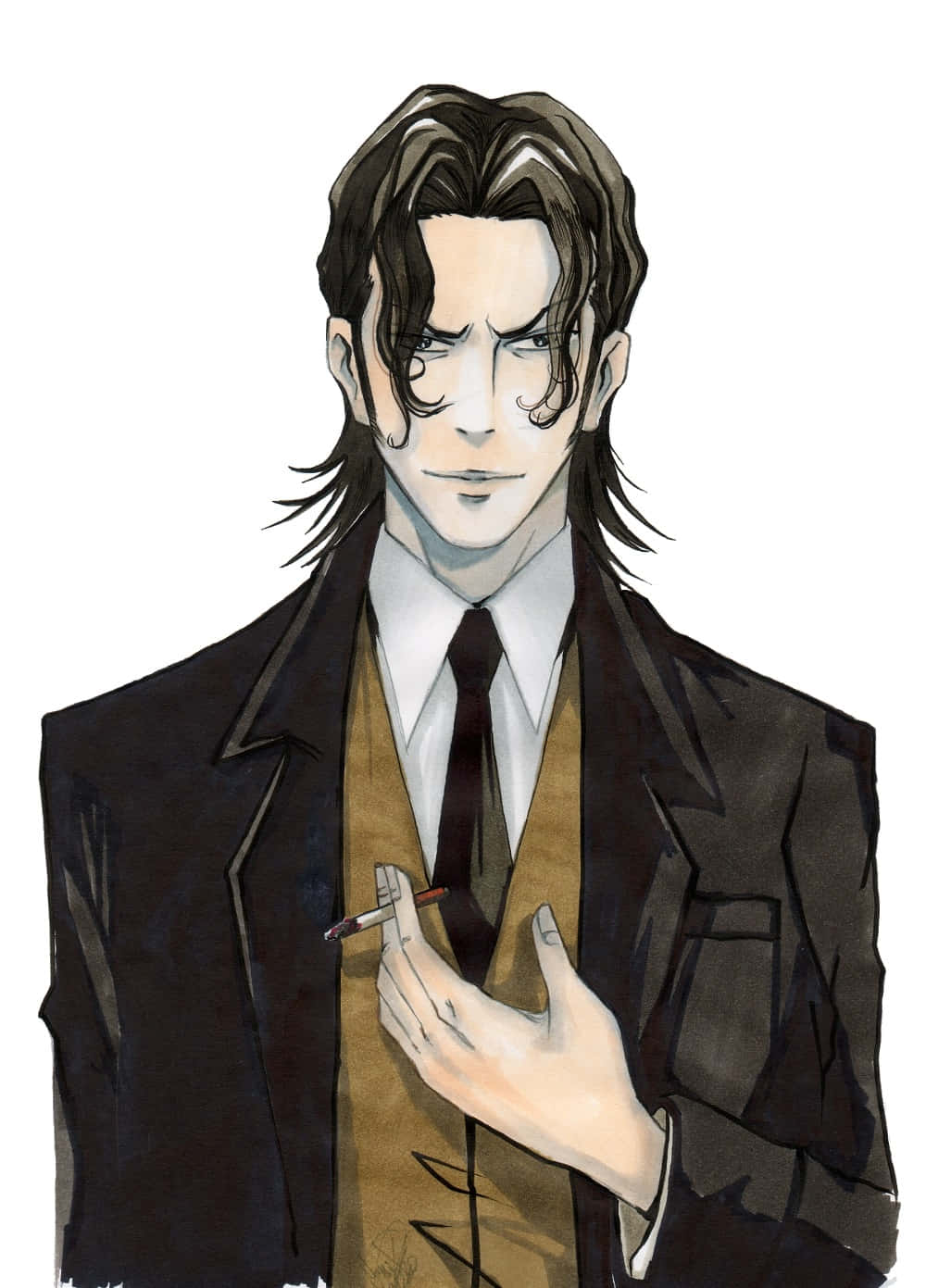 Sakuya Togane, personajul enigmatic din Psycho-Pass, într-o poză serioasă. Fundal