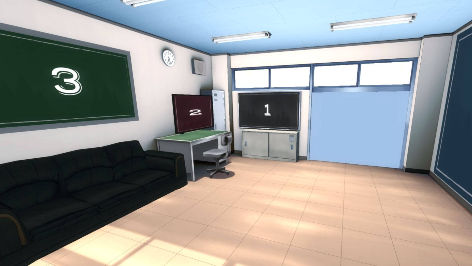 Sala de clasă anime goală Fundal