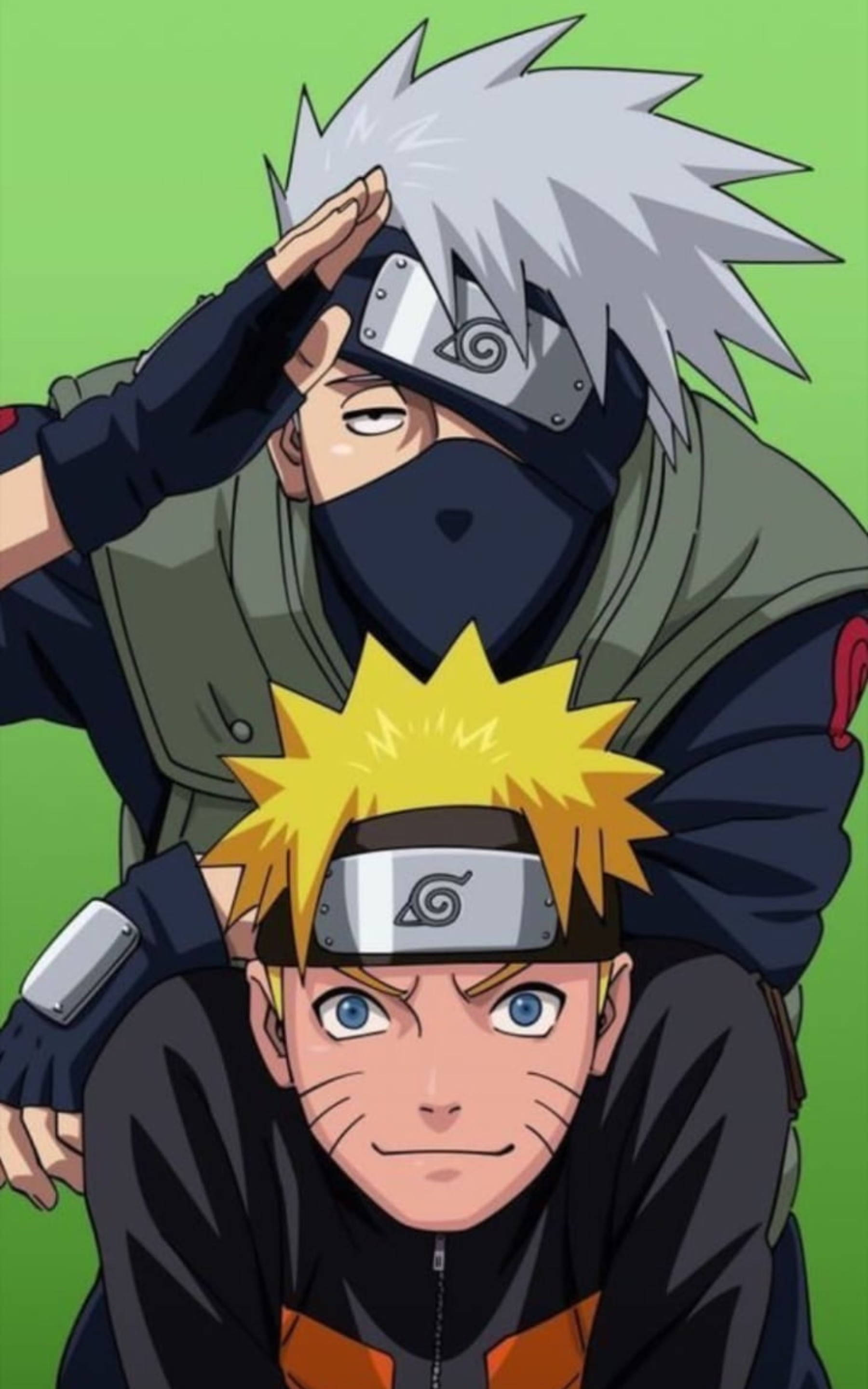 Salutul cool al lui Kakashi cu Naruto Fundal