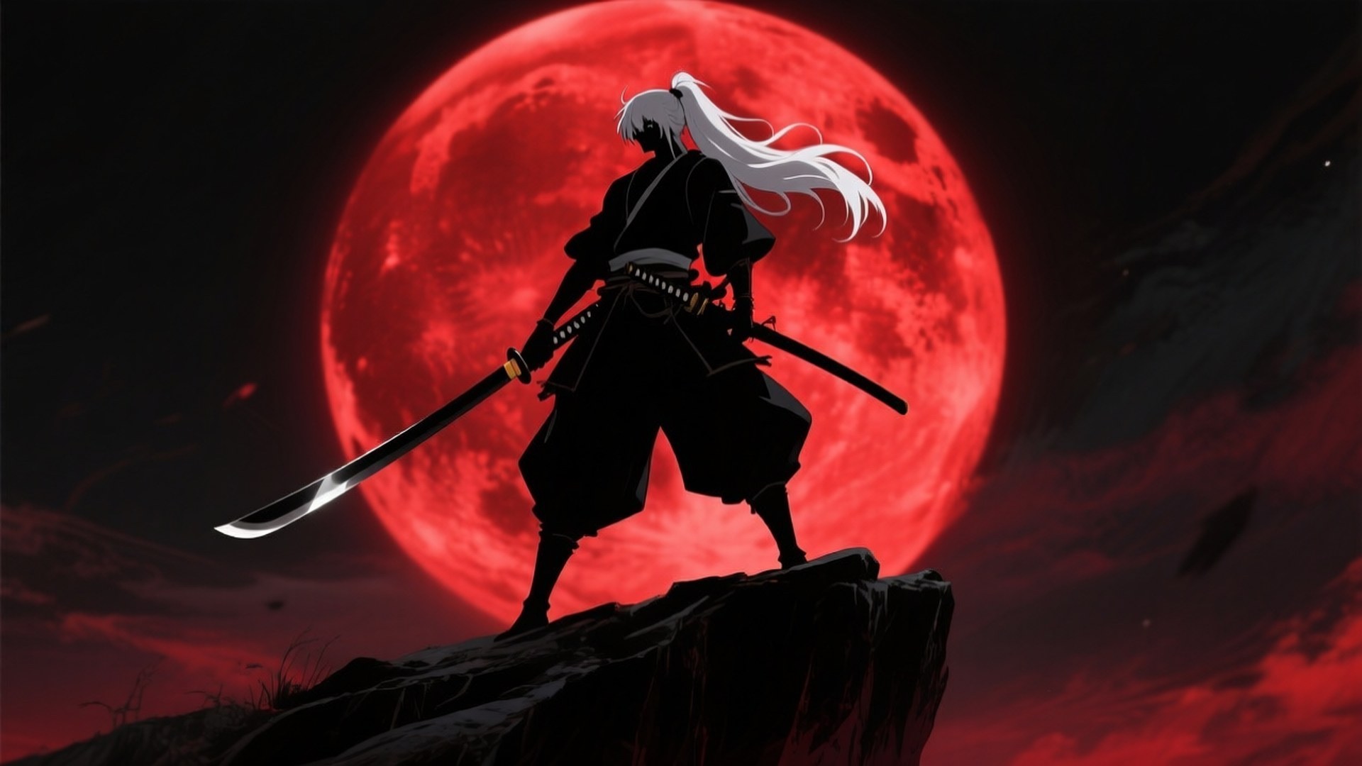 Samurai al Lunii Purpurii Fundal