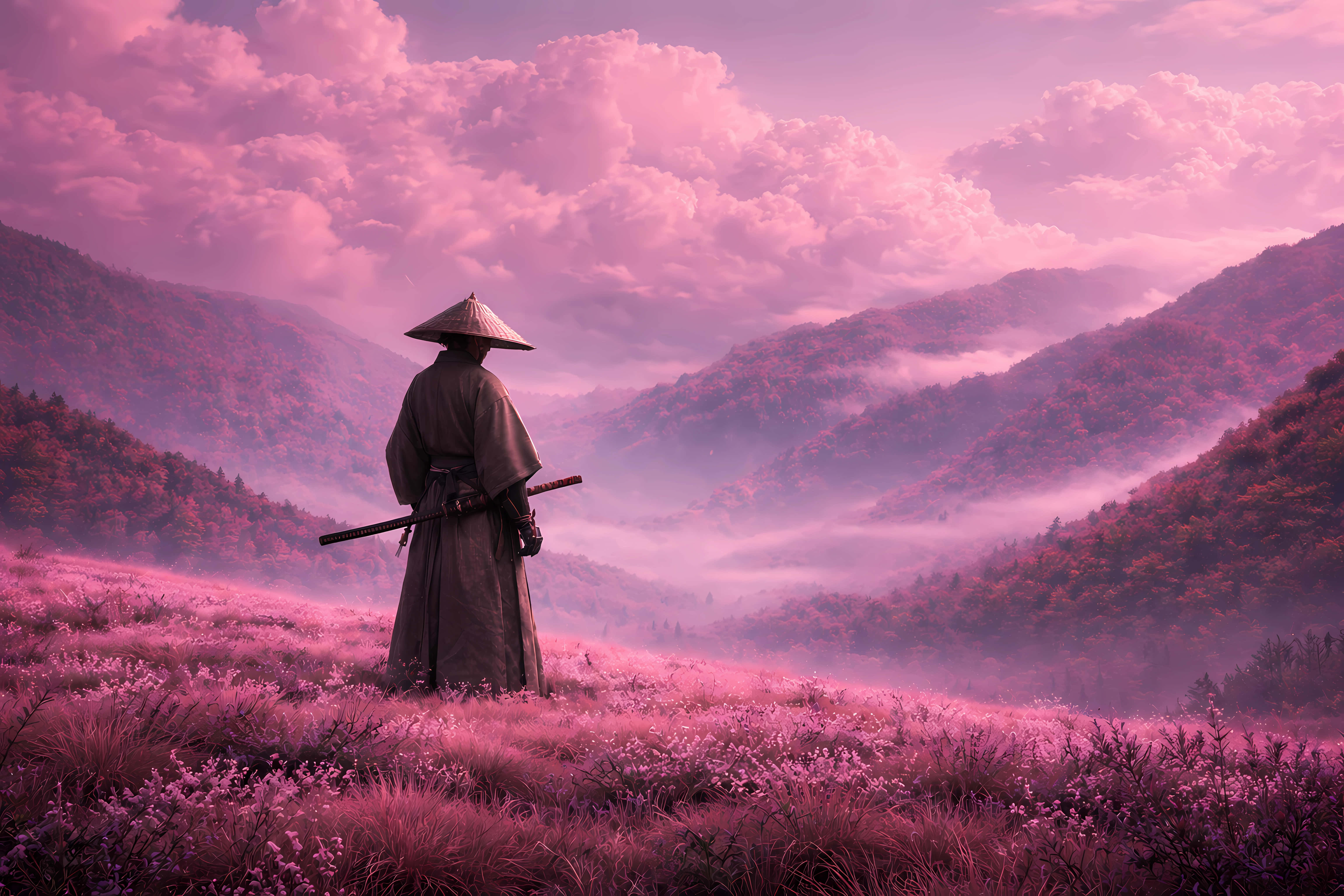 Samurai, Floare, Fantezie Fundal