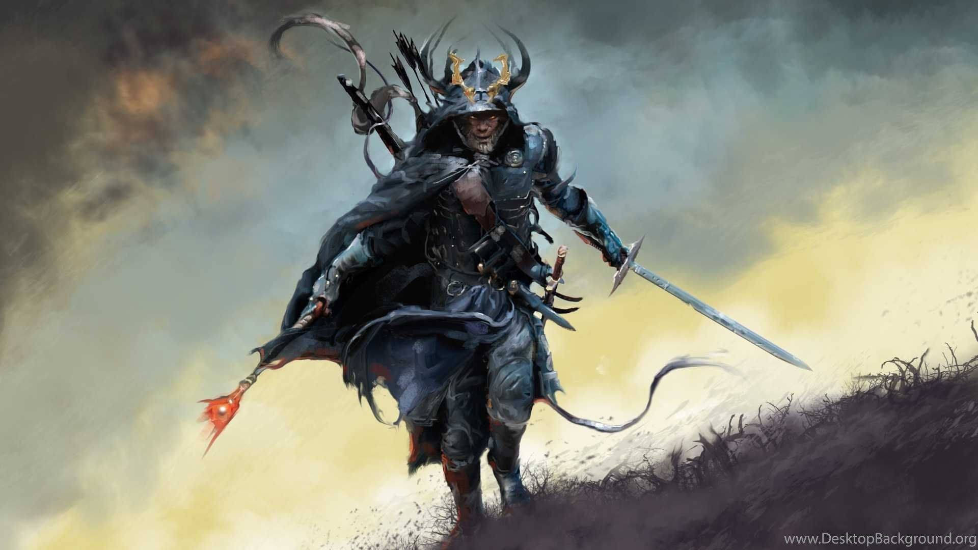 Samurai japonez apropiindu-se Fundal