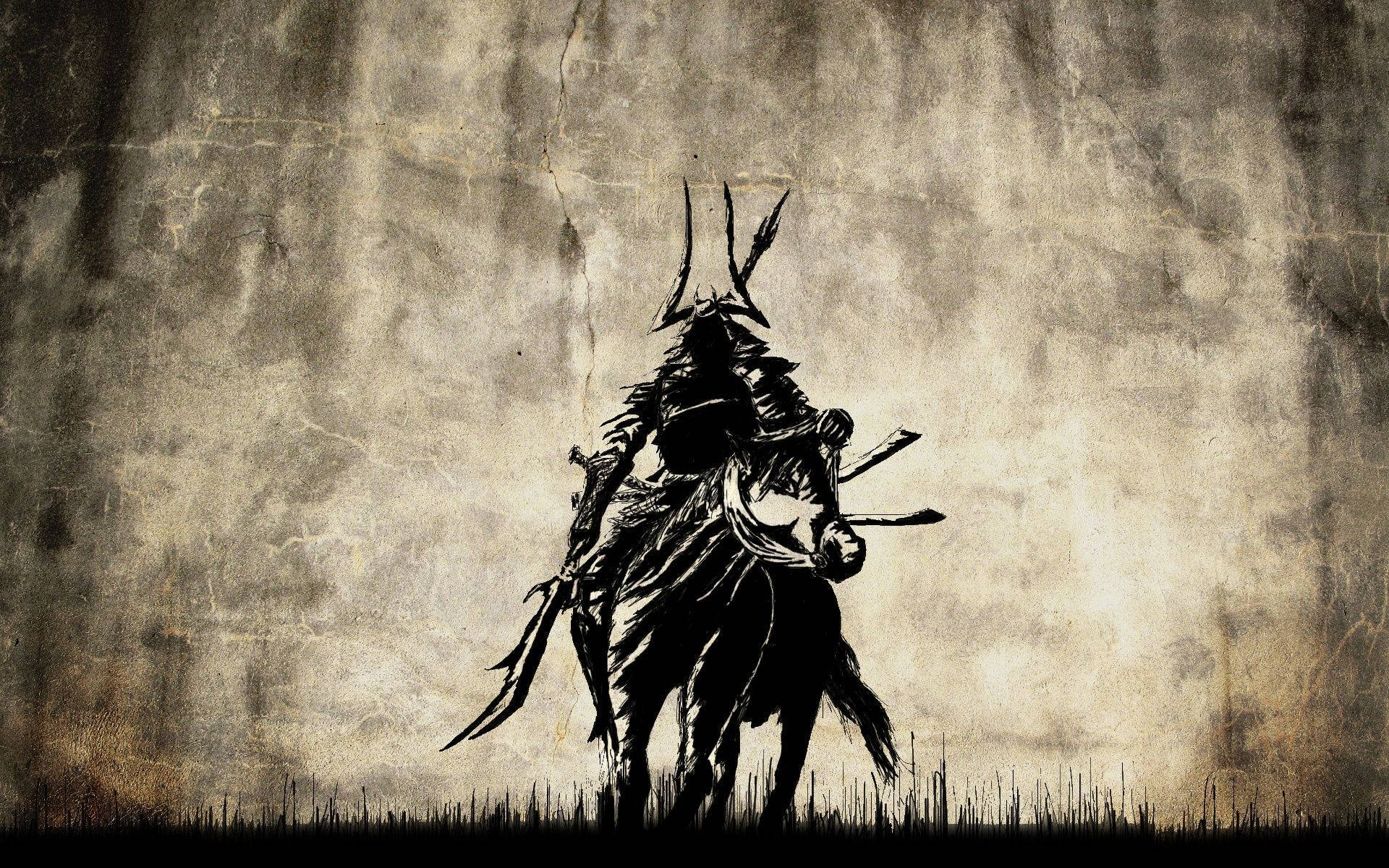 Samurai japonez călare Fundal