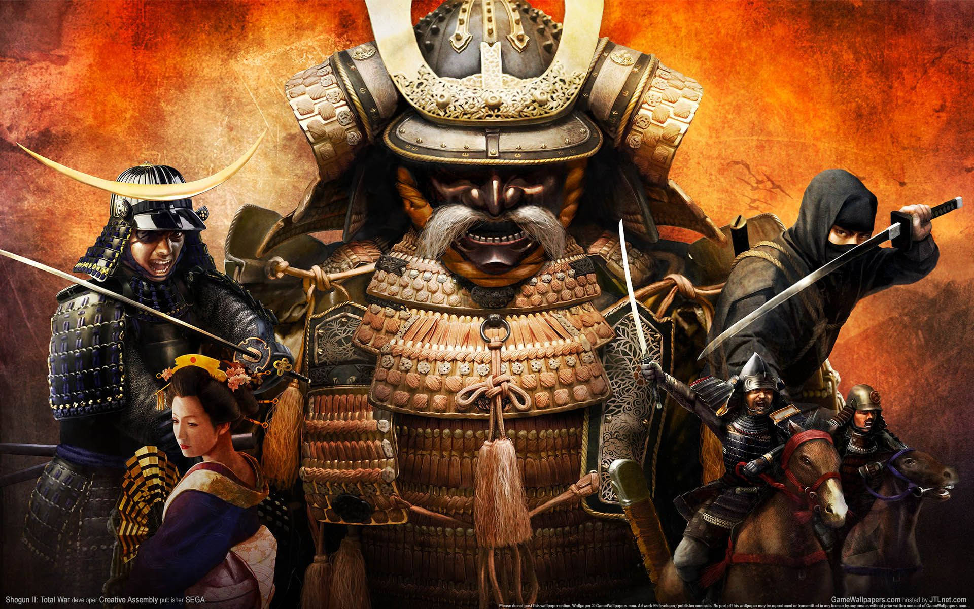 Samurai Japonez cu Gheișă și Ninja Fundal