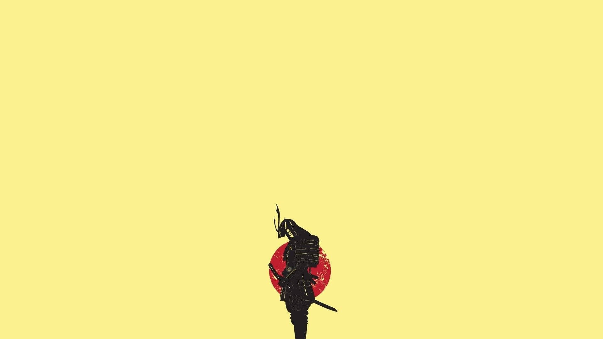 Samurai japonez galben pastel Fundal