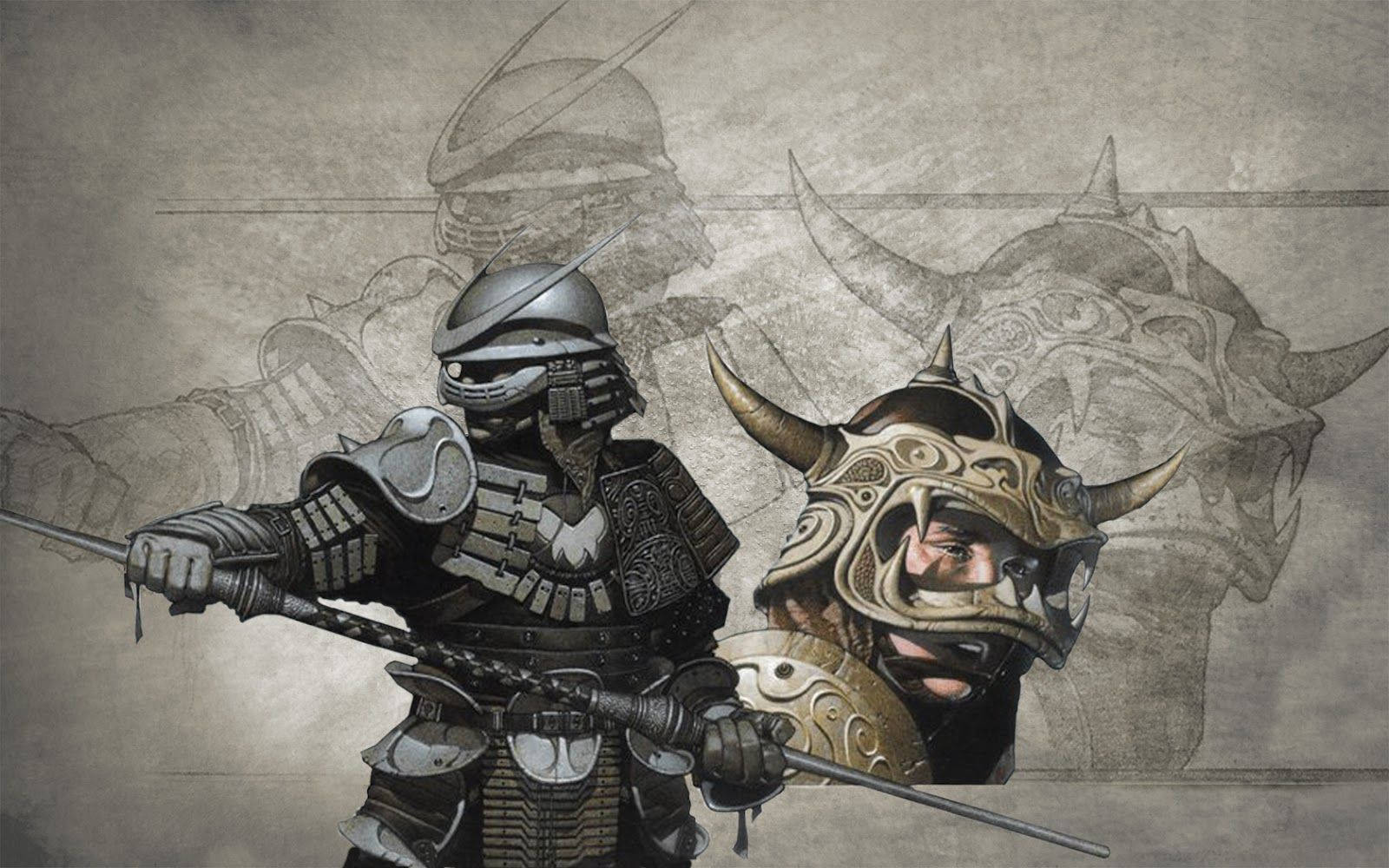 Samurai japonez în armură Fundal