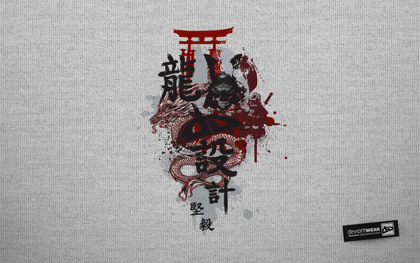 Samurai Japonez, Dragon și Torii Fundal