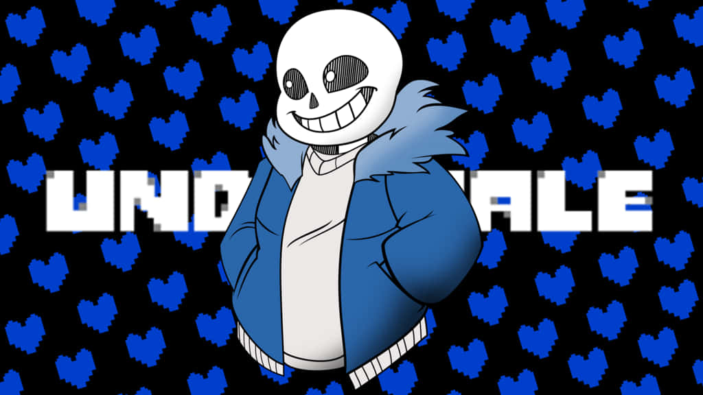 Sans din Undertale cu inimi albastre Fundal