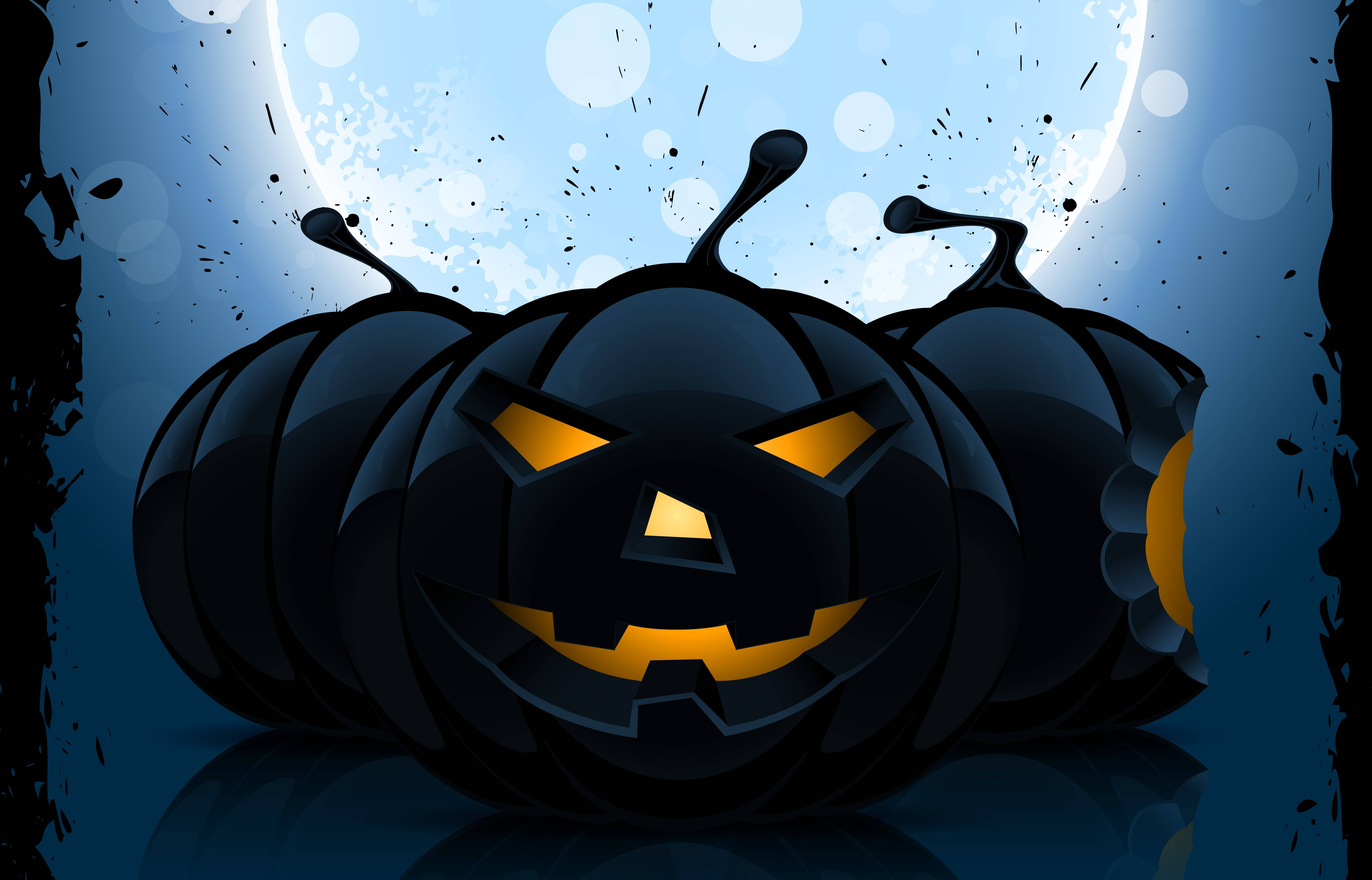 Sărbătorește un Halloween înfricoșător cu acest dovleac negru strălucitor Fundal