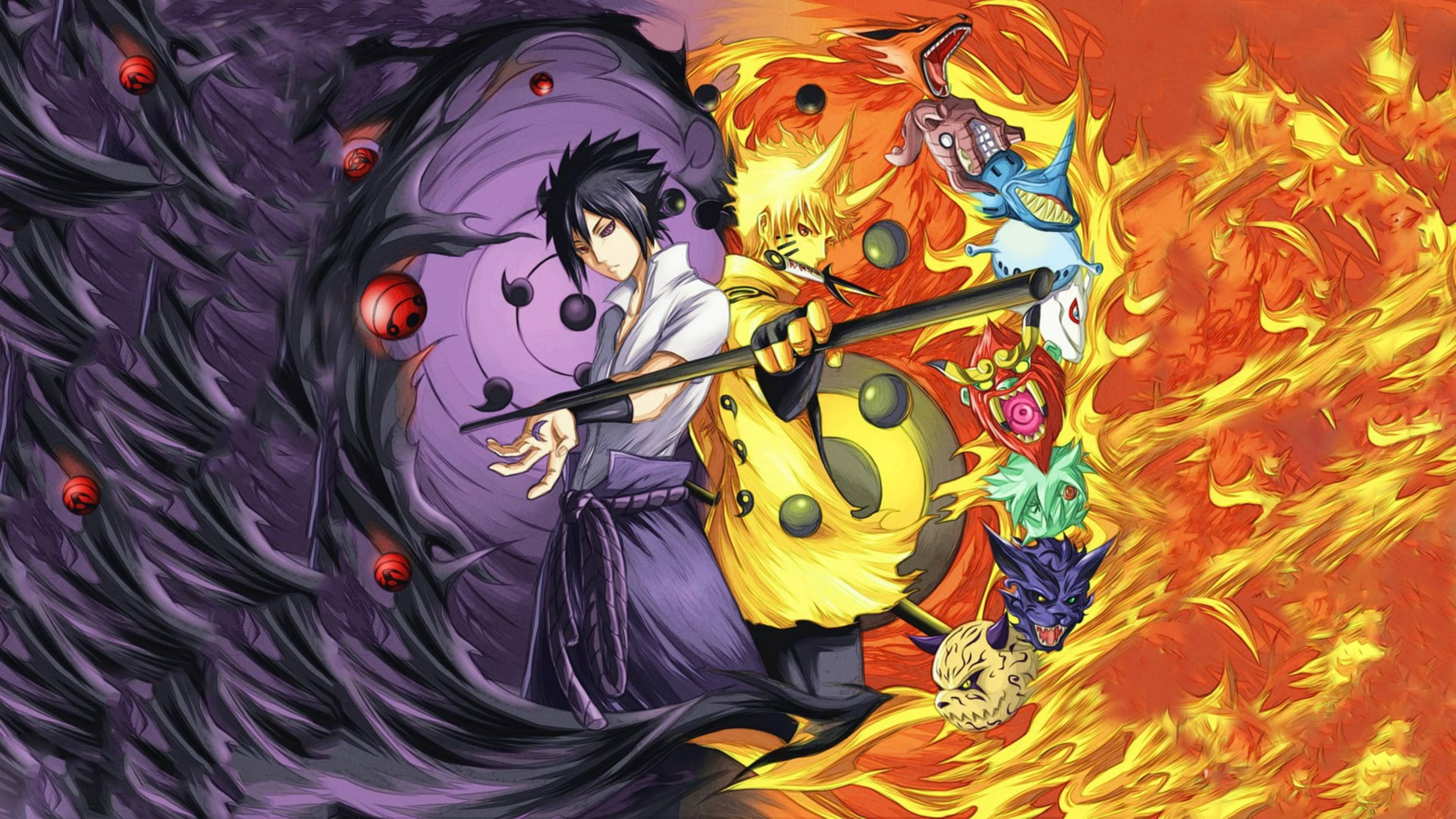 Sasuke Rinnegan Naruto Nouă Cozi Fundal
