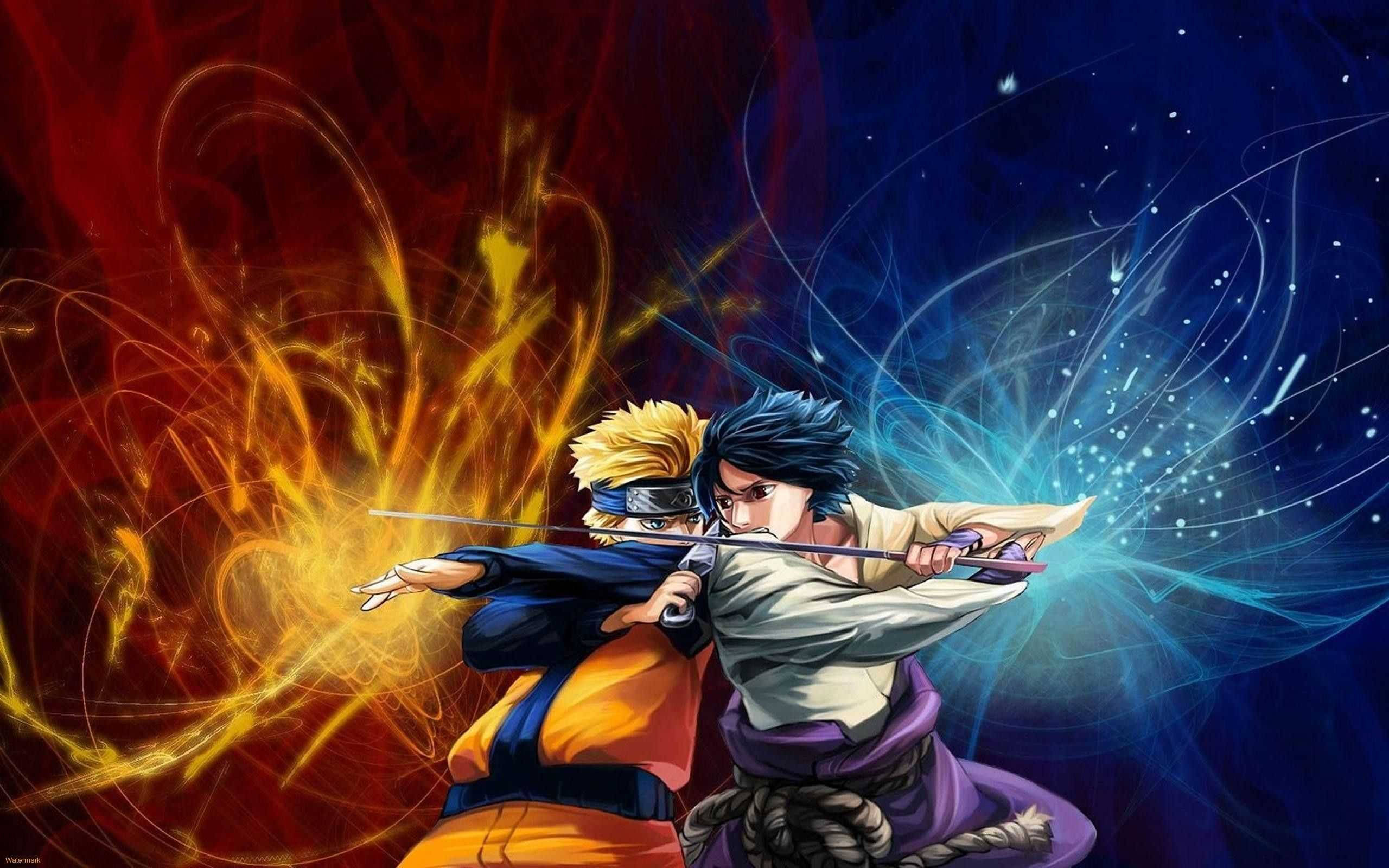 Sasuke și Naruto în luptă iPad Fundal