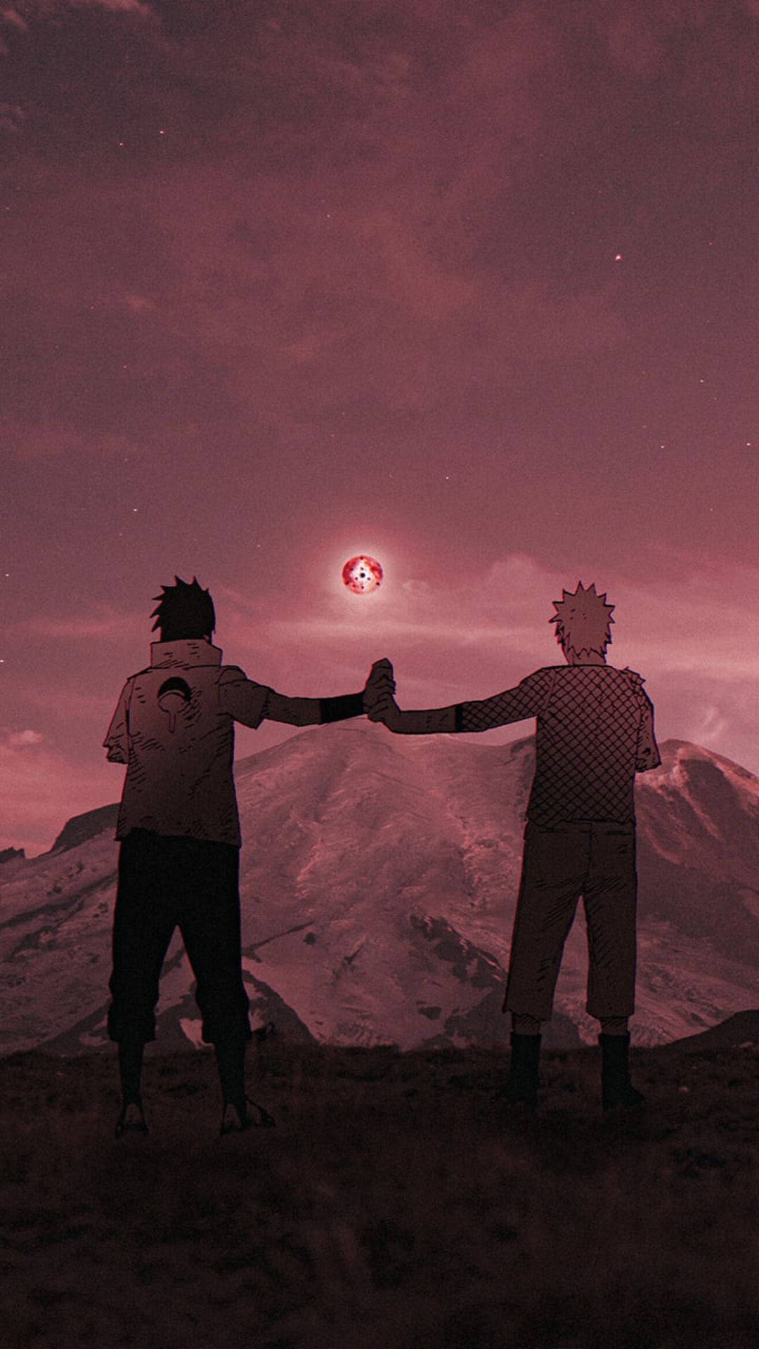 Sasuke și Naruto iPhone Anime Vedere Spate Fundal