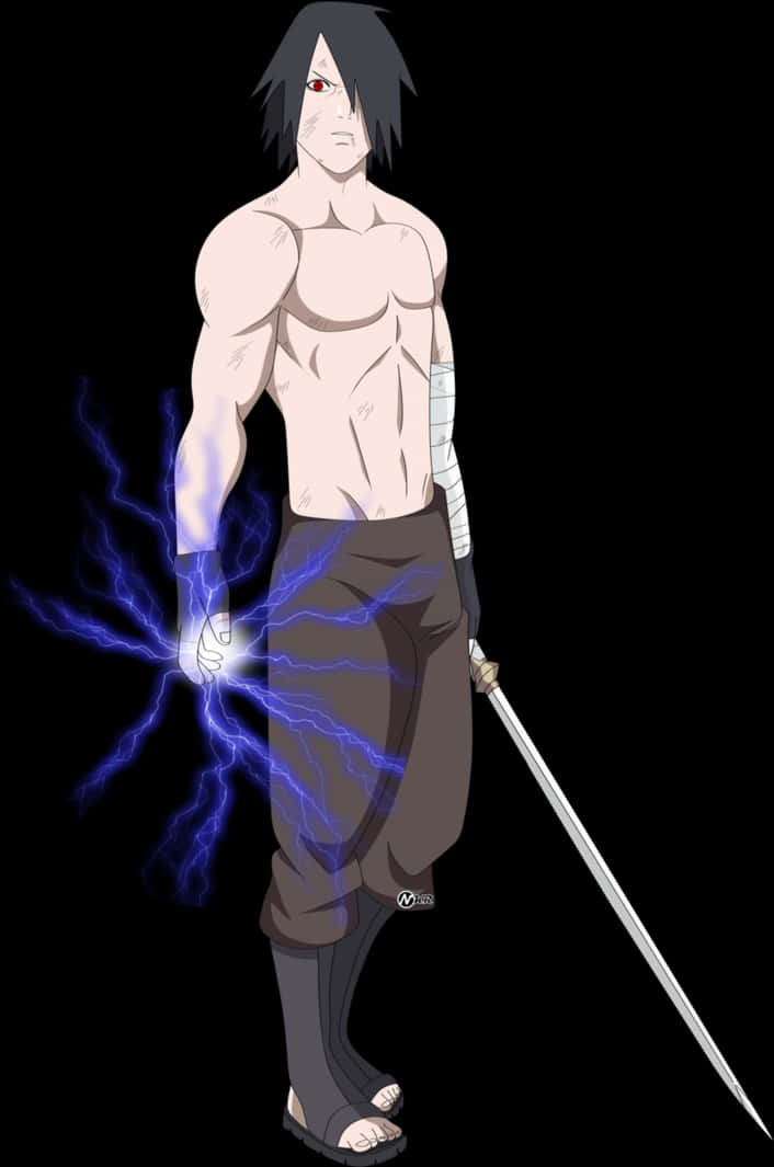 Sasuke Uchiha cu Chidori Fundal