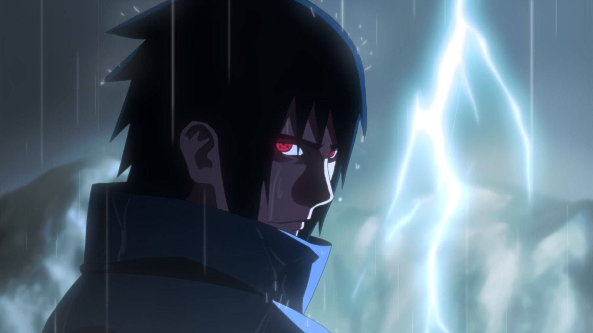 Sasuke Uchiha cu Mangekyou Sharingan-ul său Fundal