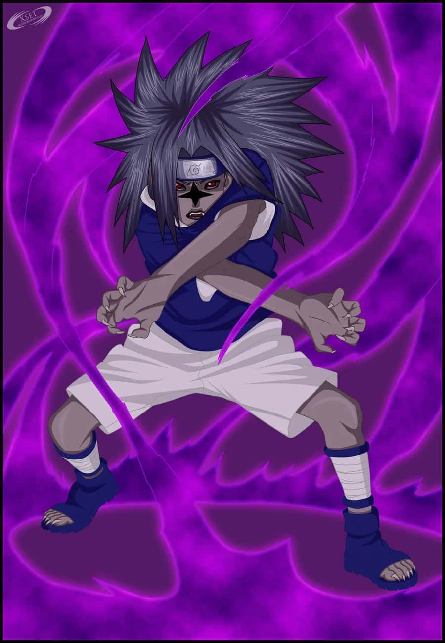 Sasuke Uchiha dezlănțuind puterea Sigiliului Blestemat Fundal