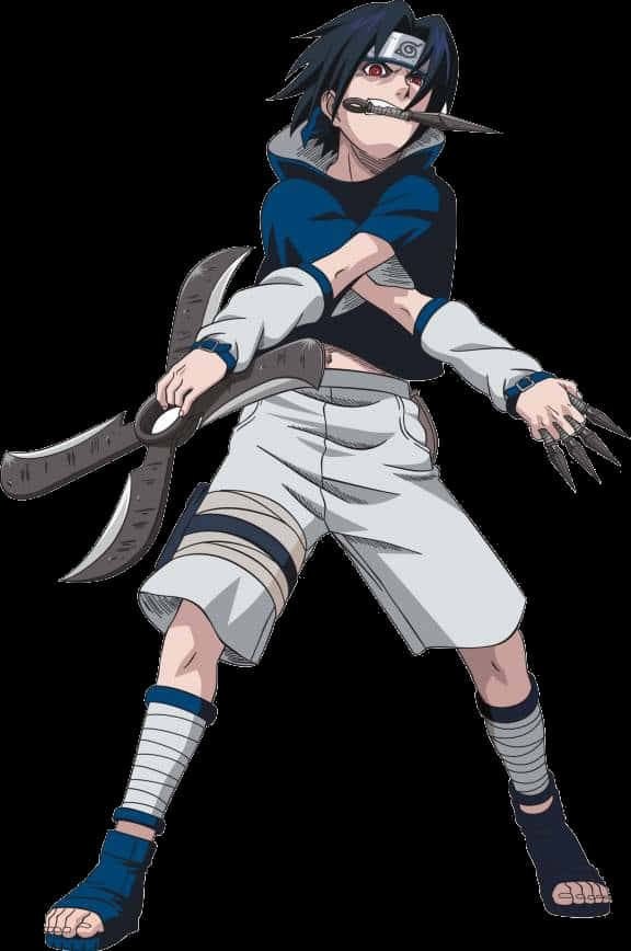 Sasuke Uchiha în Poziție de Acțiune Fundal