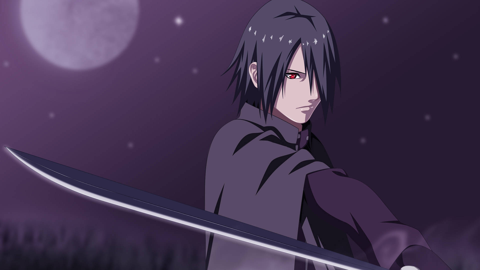 Sasuke Uchiha, pregătit de luptă cu Ninja Blade-ul său. Fundal
