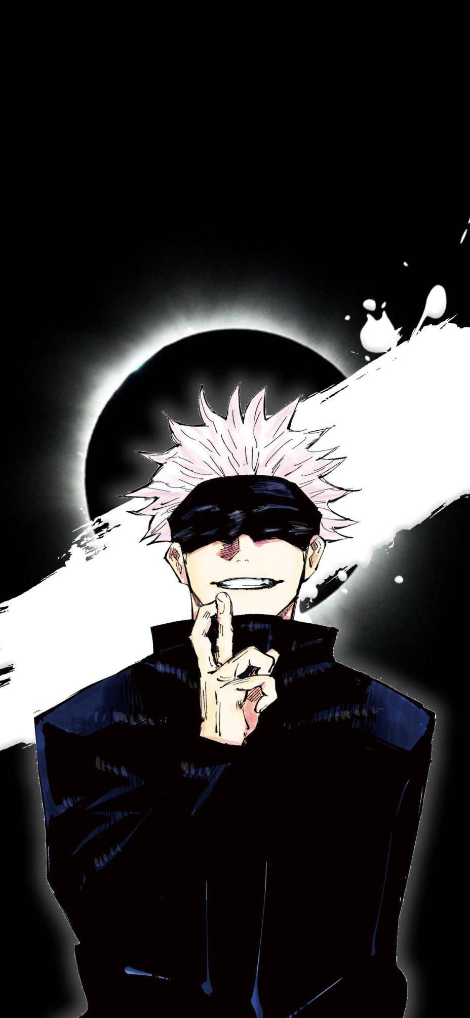 Satoru Gojo în fața lunii - Fanart elegant Jujutsu Kaisen Fundal