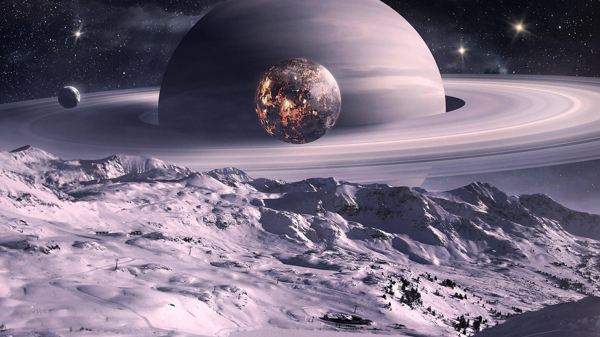 Saturn alb 4K — Spațiu Fundal
