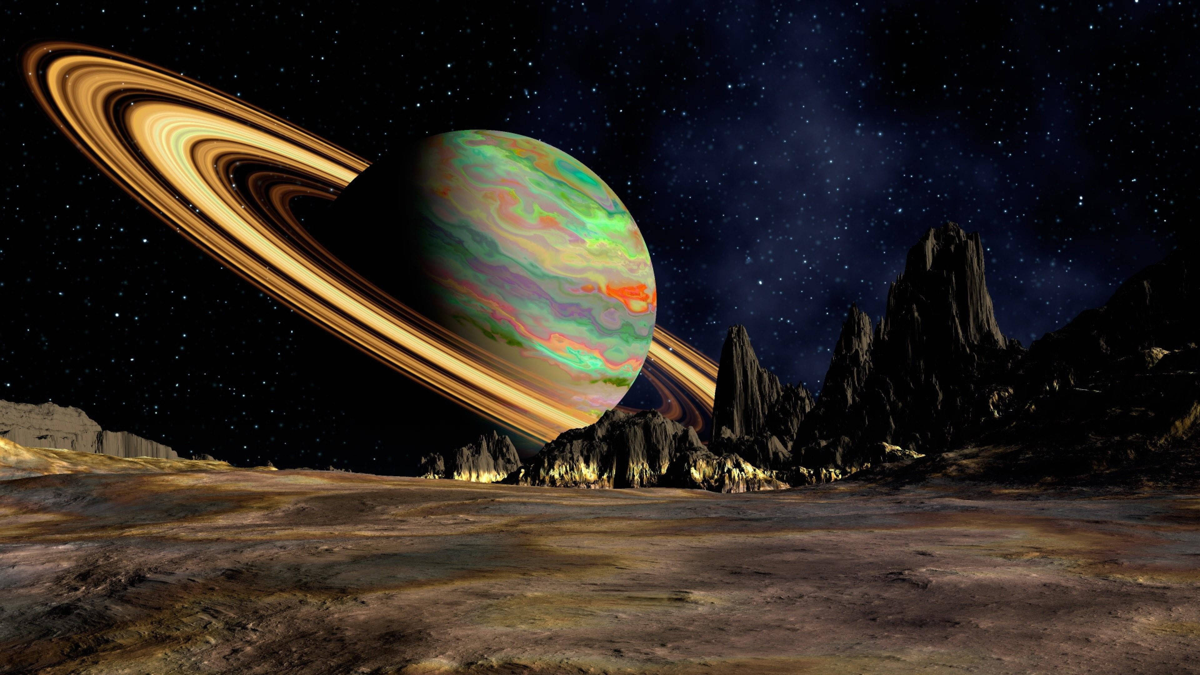 Saturn multicolor 4K Fundal