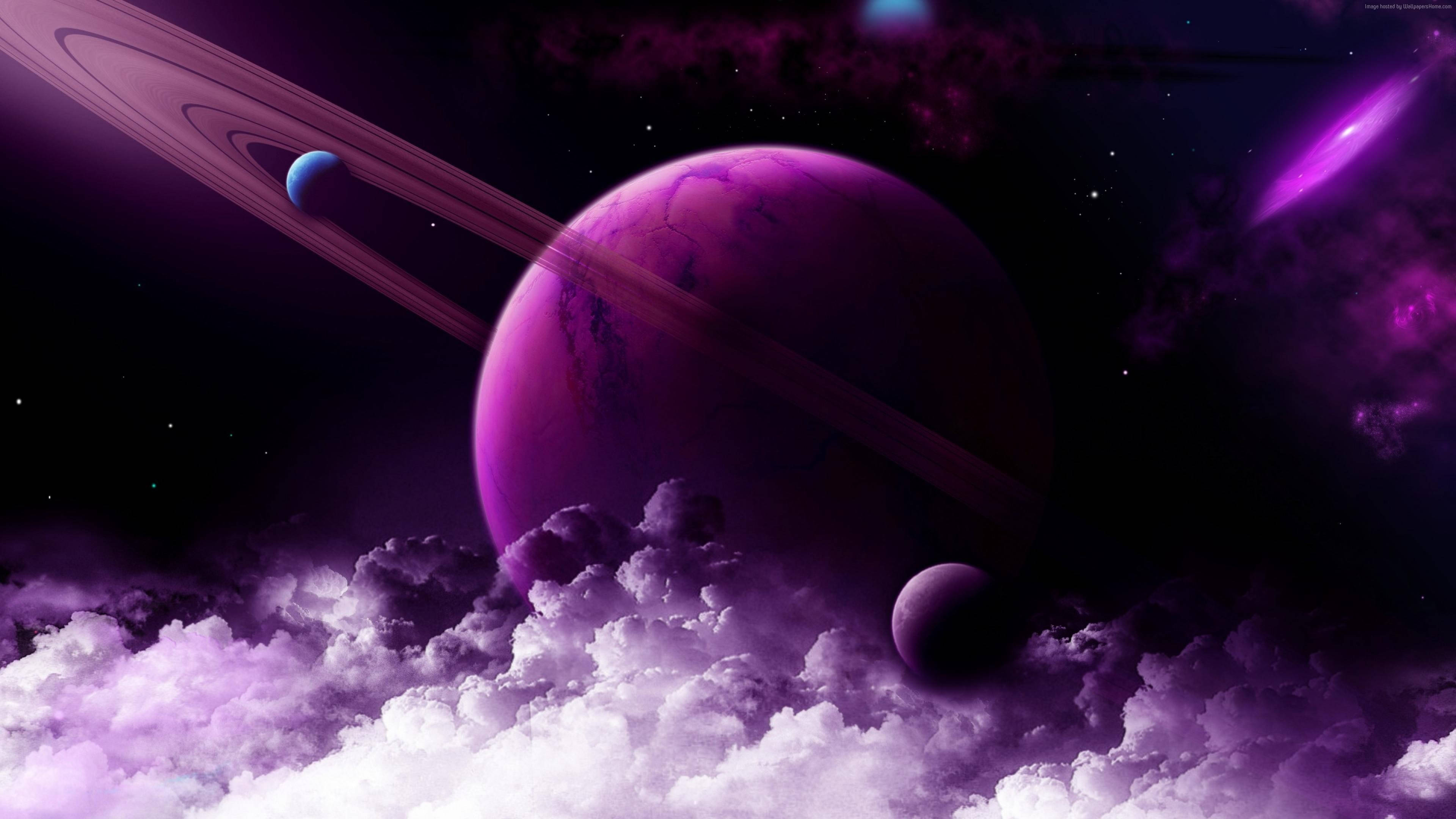 Saturn Neon Violet 4K Fundal