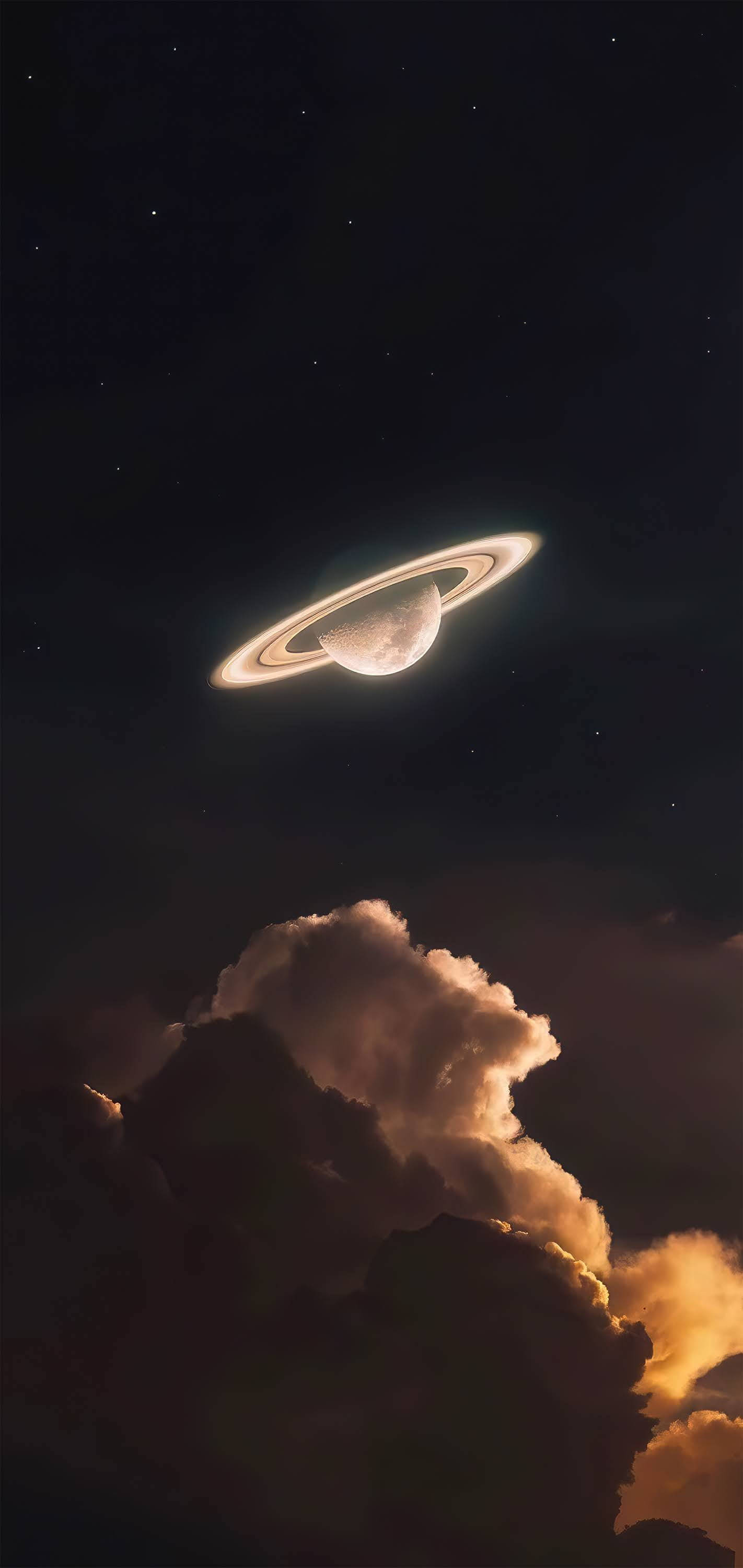Saturn strălucitor estetic 4K Fundal