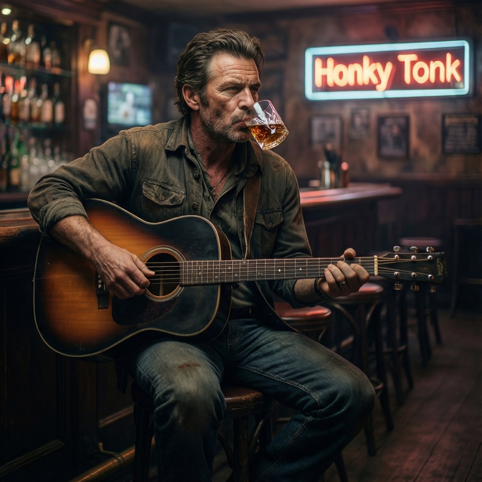 Scenă de bar Honky Tonk Fundal