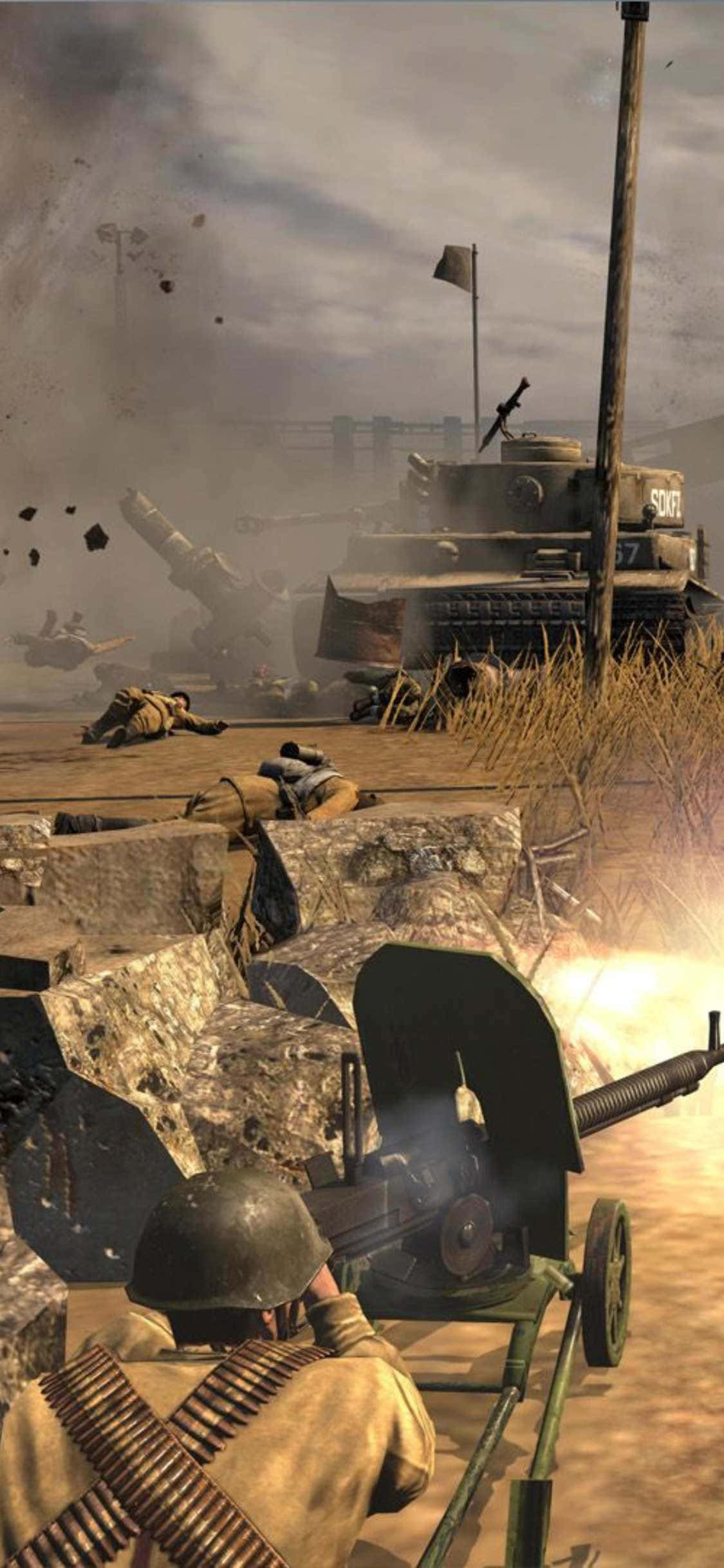 Scenă de luptă epică din Company of Heroes 2 pe iPhone XS Fundal