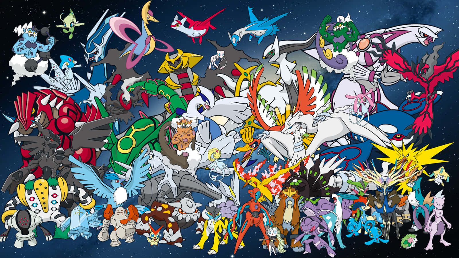 Scenă de luptă intensă cu Pokemon legendari Fundal