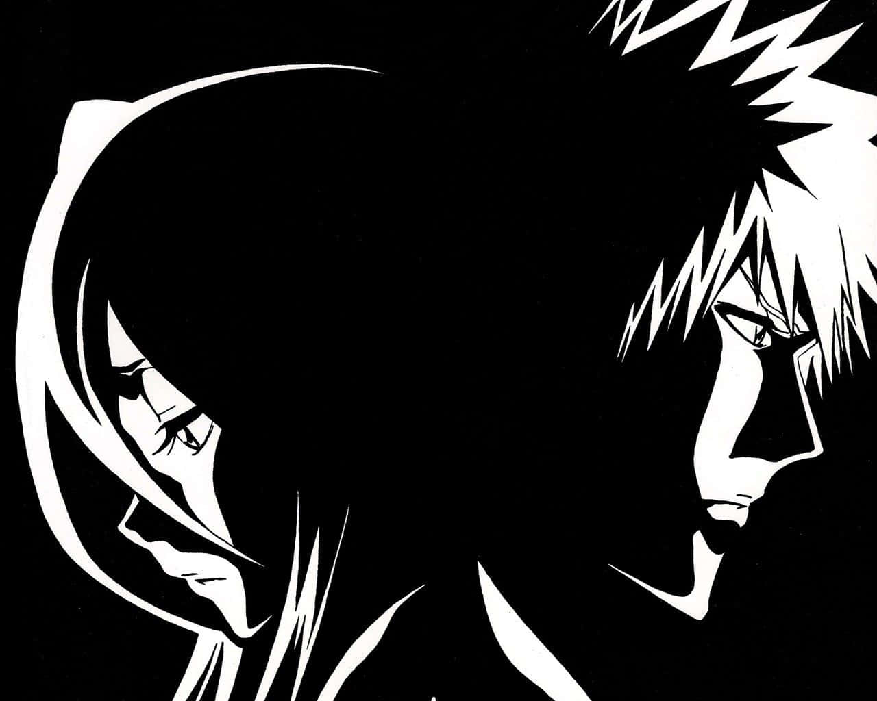 Scene Anime Alb-Negru Fundal