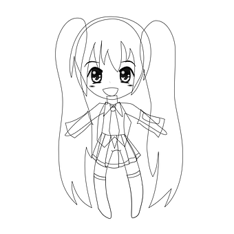 Schiță Chibi Anime Fată Fundal