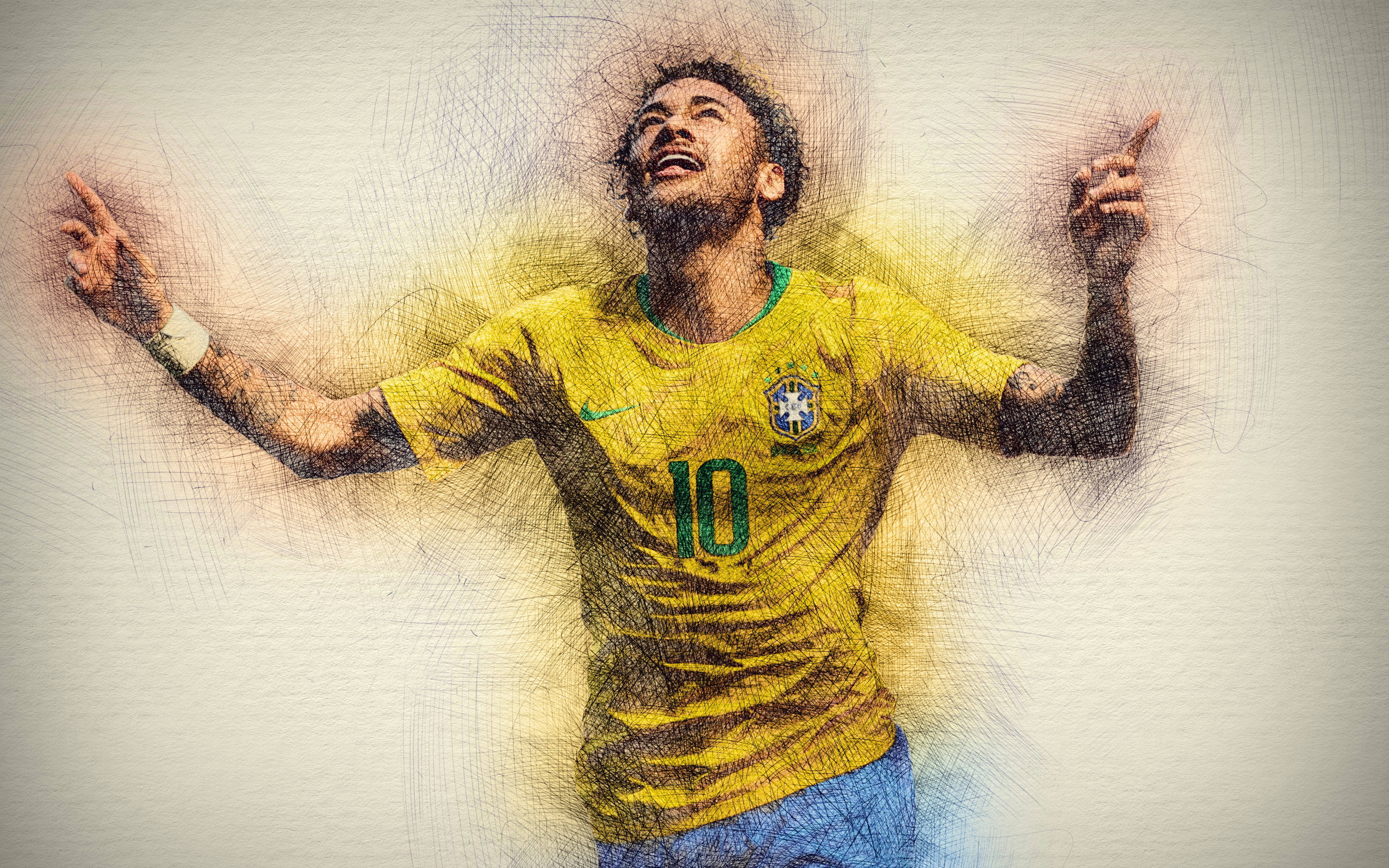 Schiță Cool Neymar 4K Fundal